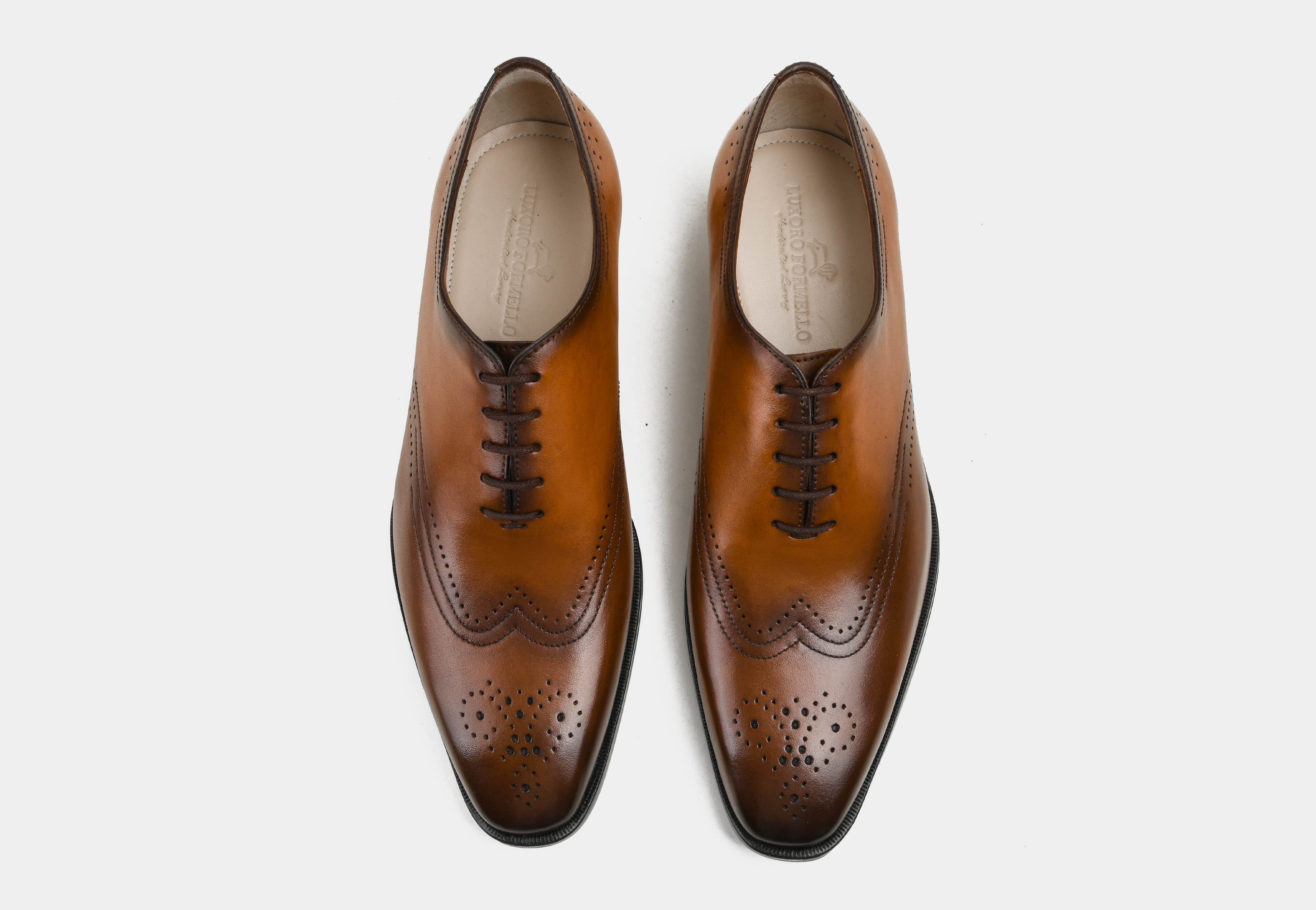 VALENTINO | MEN TAN BROGUE OXFORDS