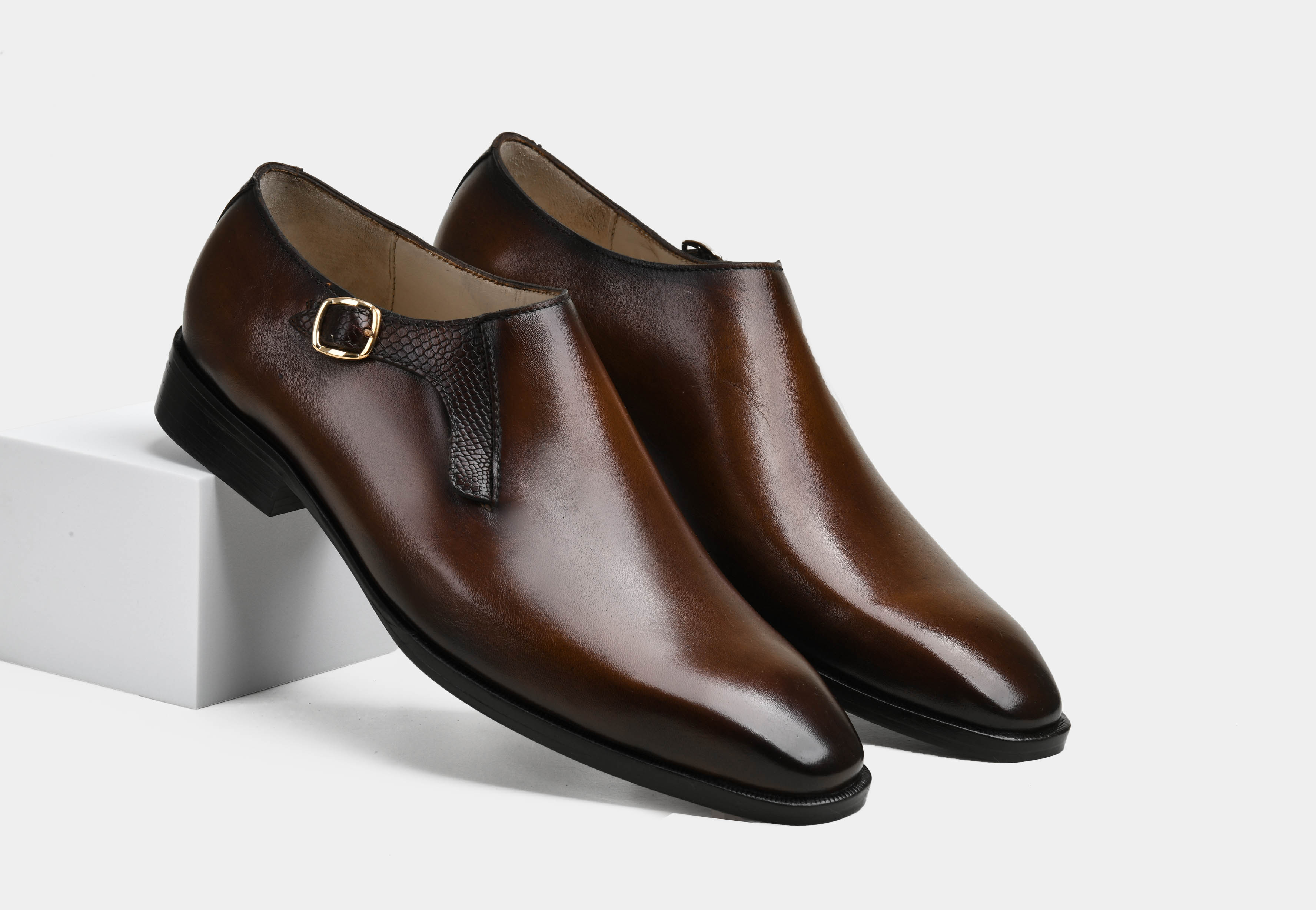 CARLO | MEN BROWN MONK STRAP SHOES