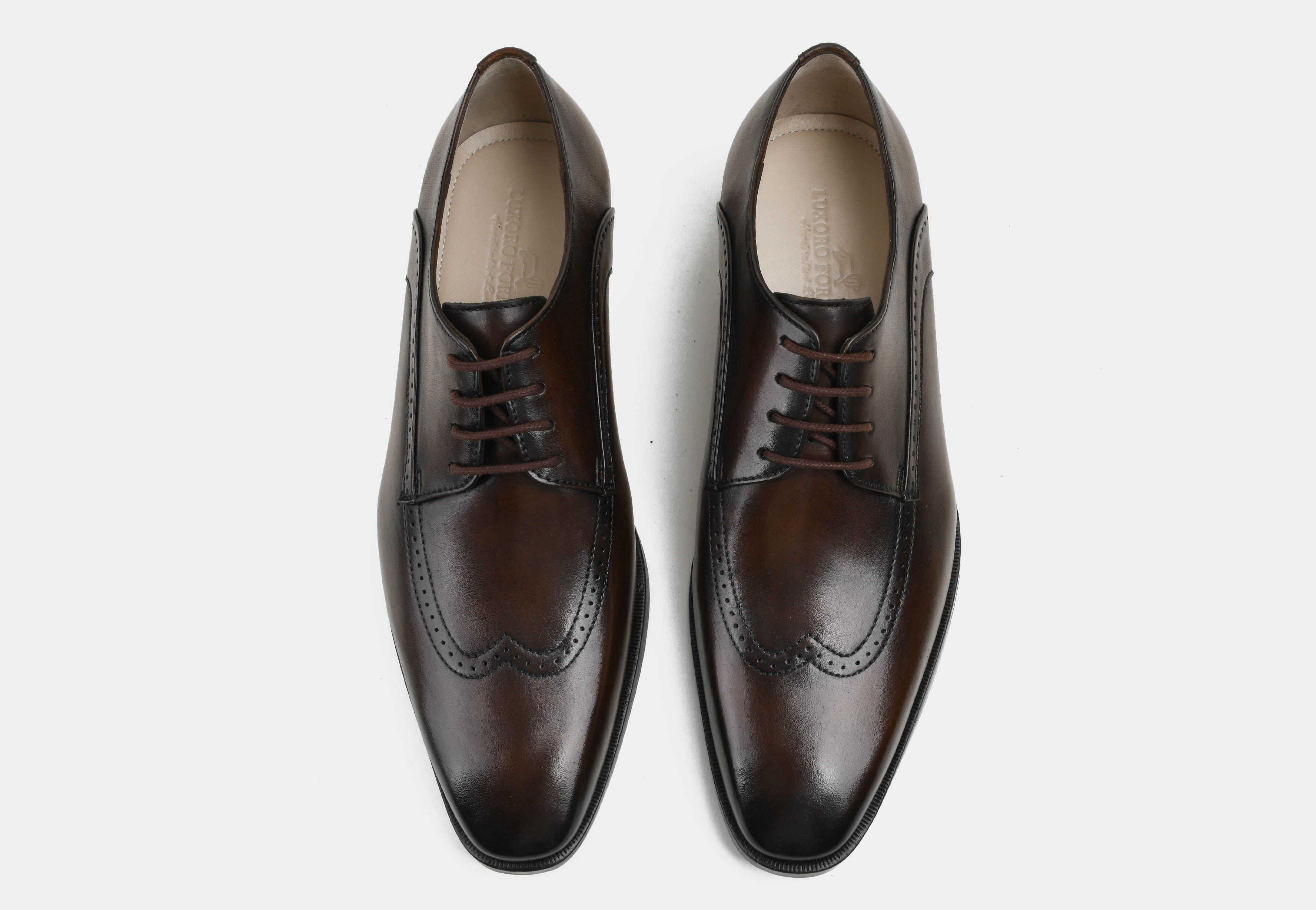 MATEO | MEN WOOD BROWN WINGTIP DERBYS