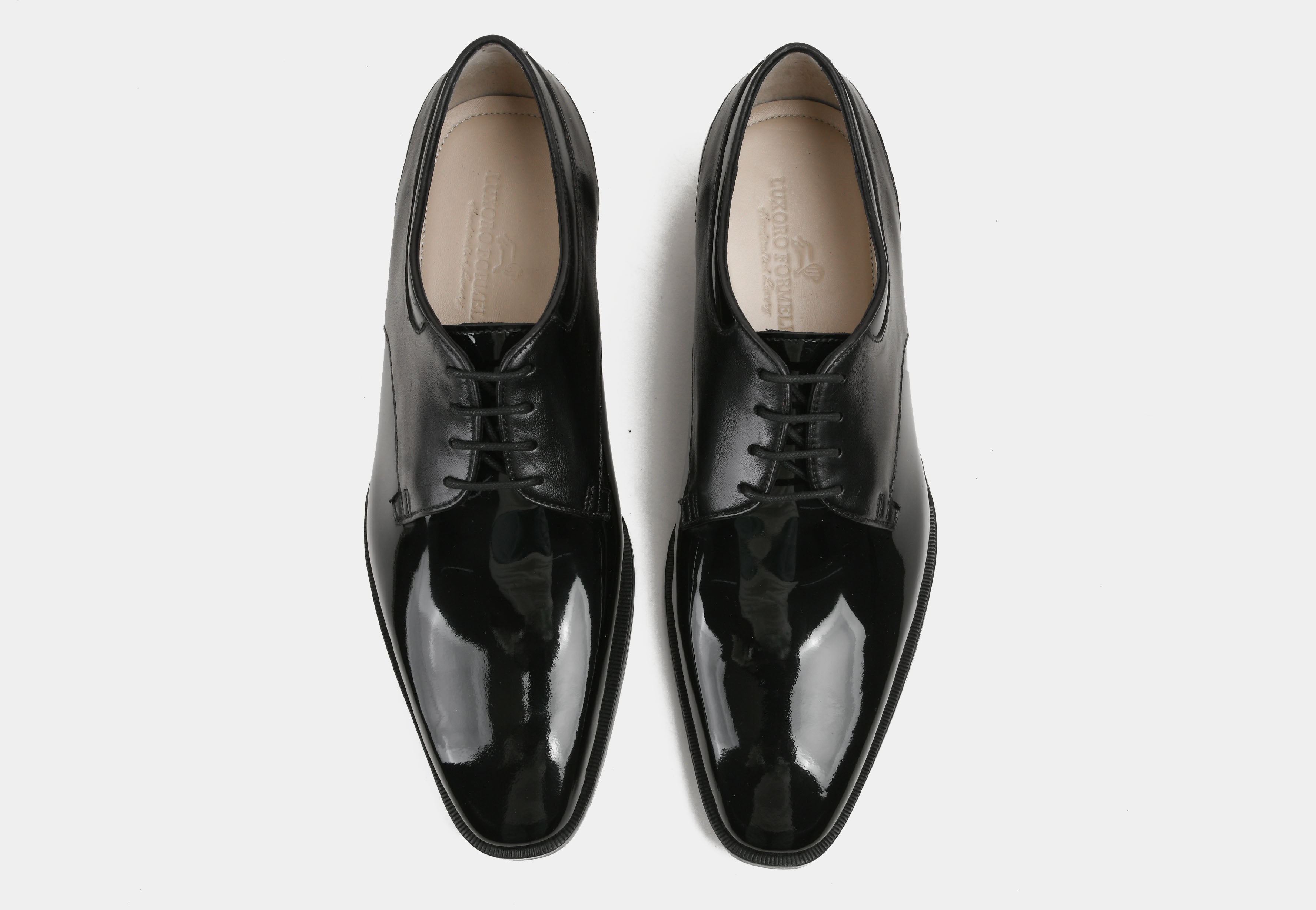 ENZO | MEN BLACK PATENT DERBY SHOES