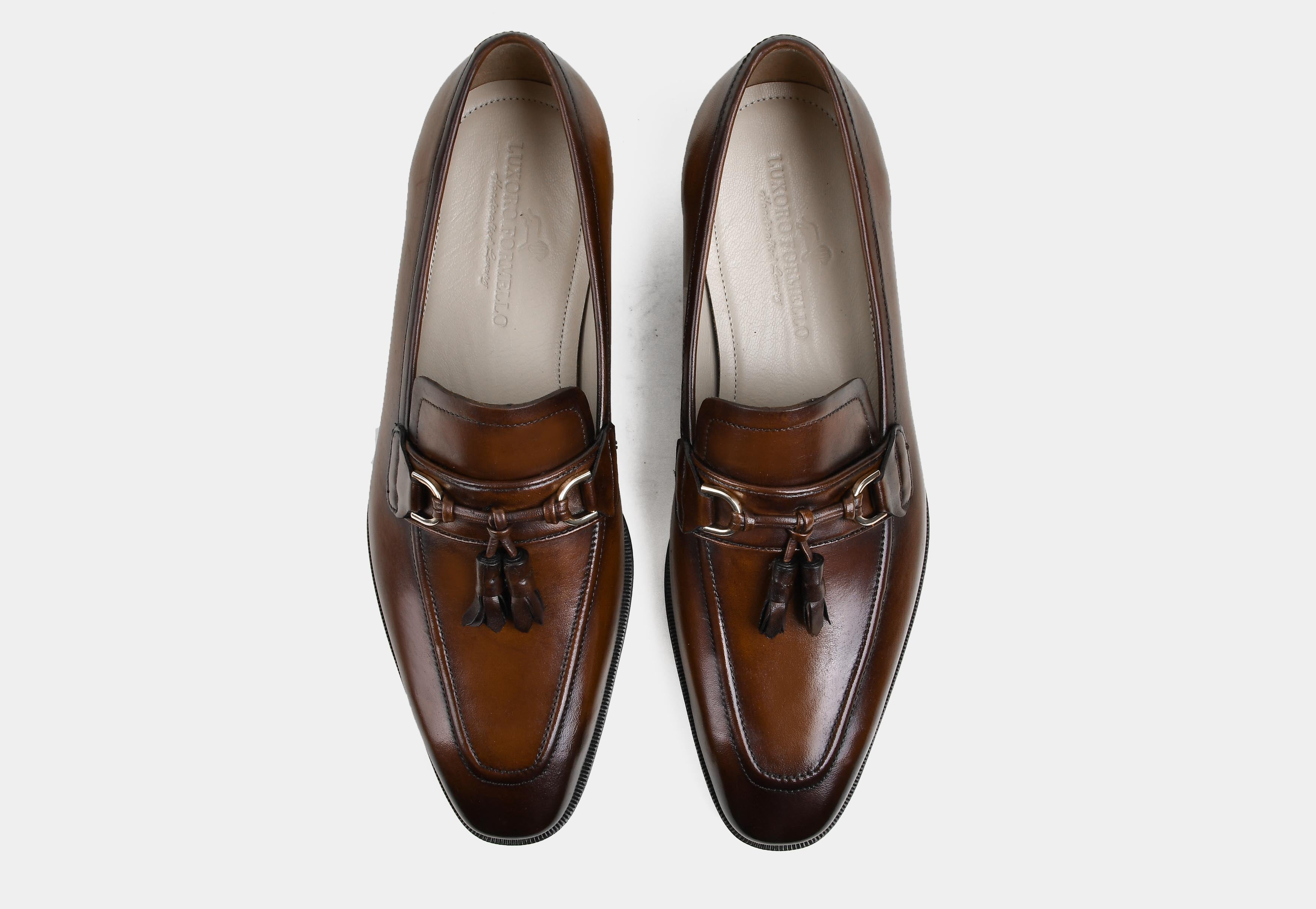 DORIAN | MEN BROWN BURNISHED TASSEL LOAFERS