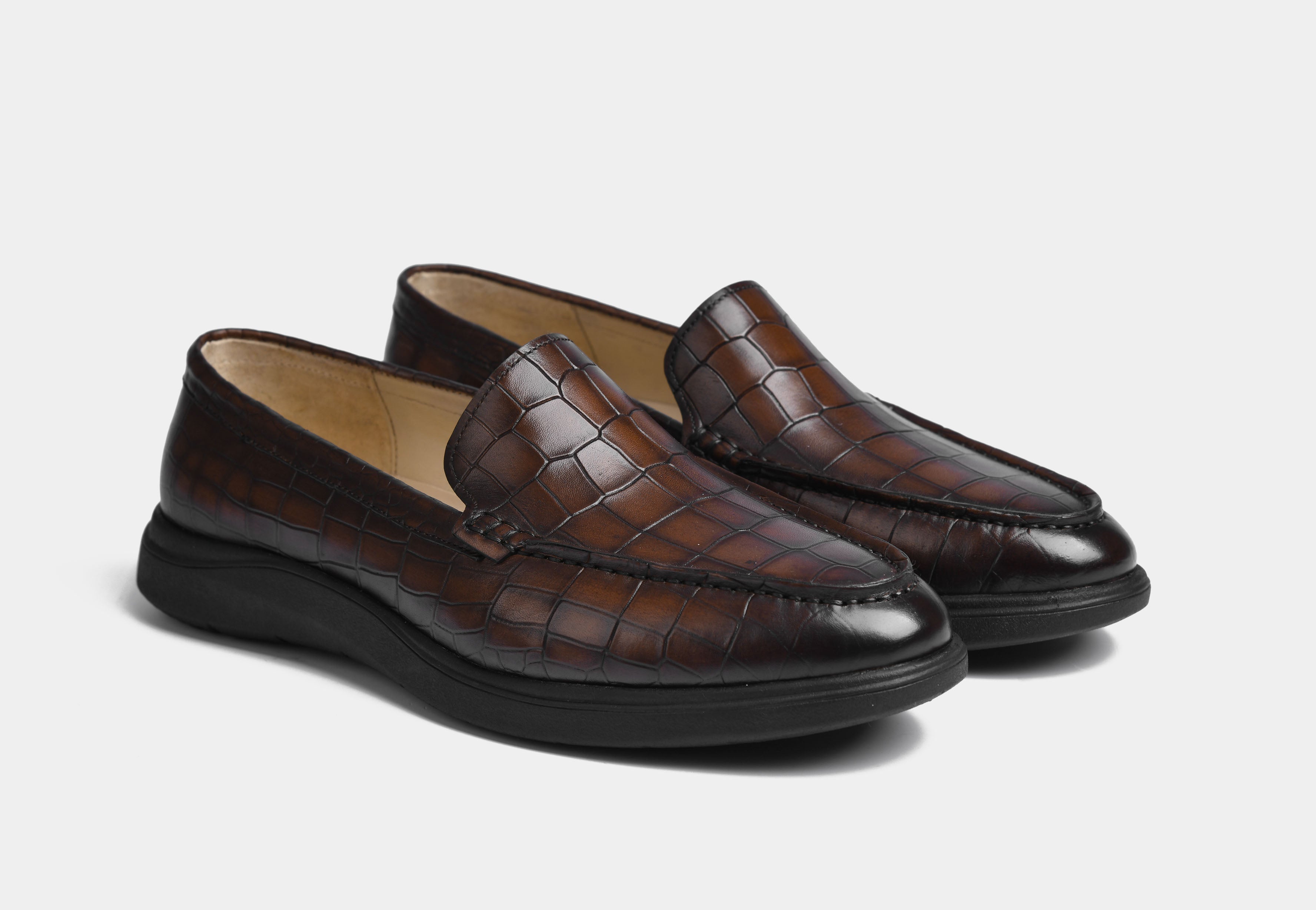 BROWN CROC SLIP-ONS | AERO-FLEX (Reserved-Release)