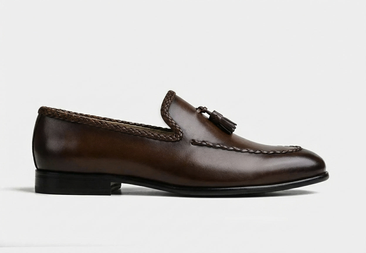 CILIAN | MEN BROWN TASSEL LEATHER LOAFERS