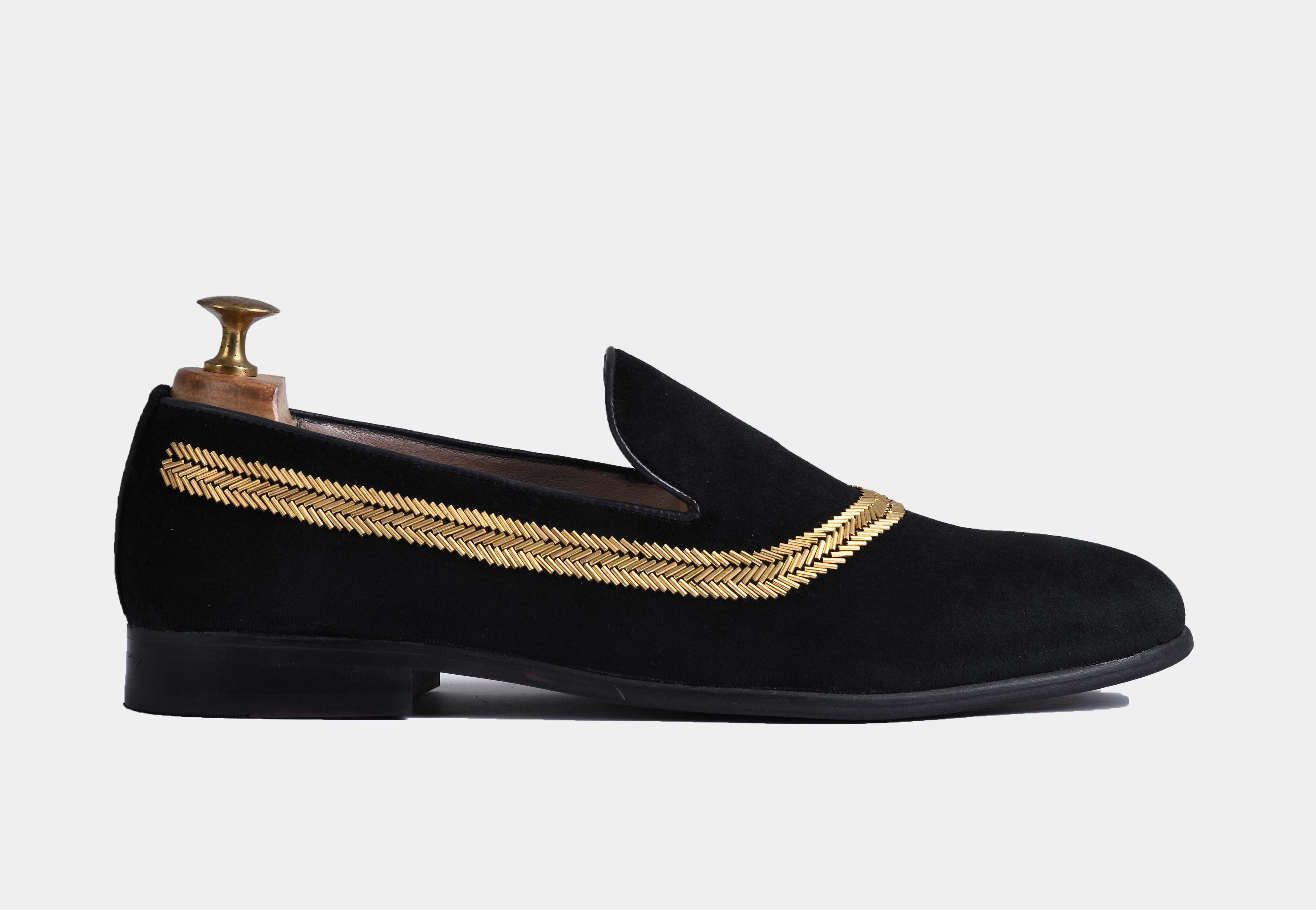 ALVARO BLACK embroidered slip-ons (Reserved-Release)