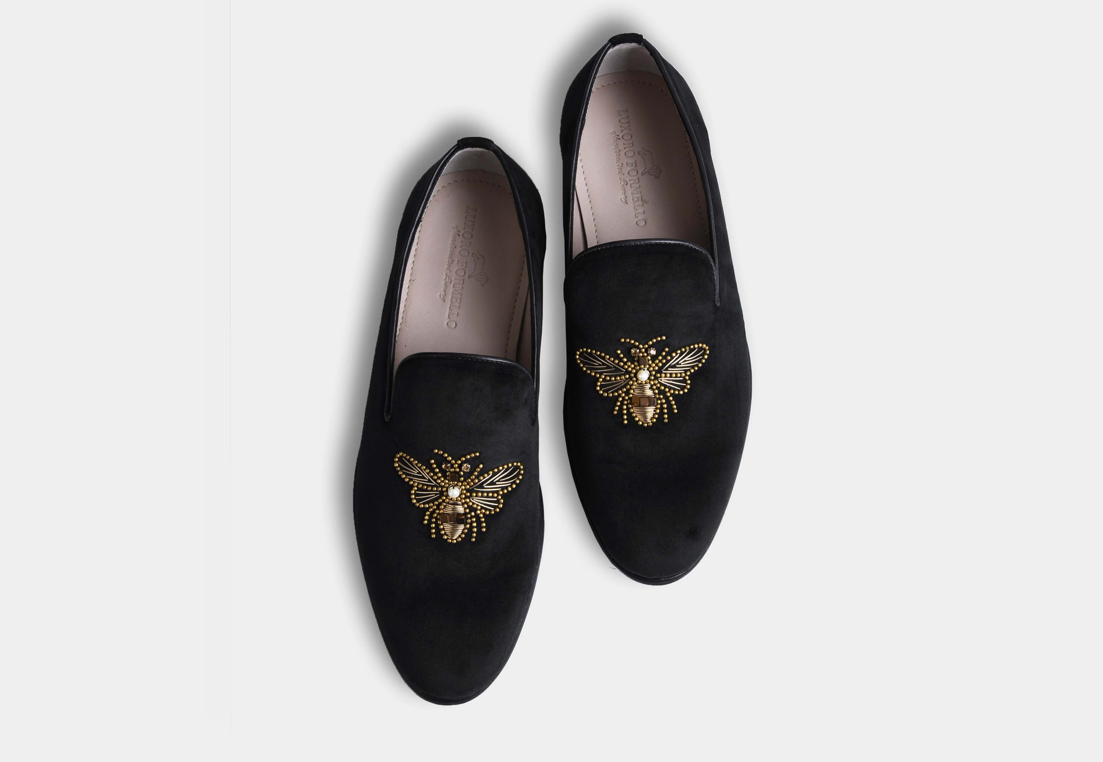 AMADO BLACK embroidered slip-ons (Reserved-Release)
