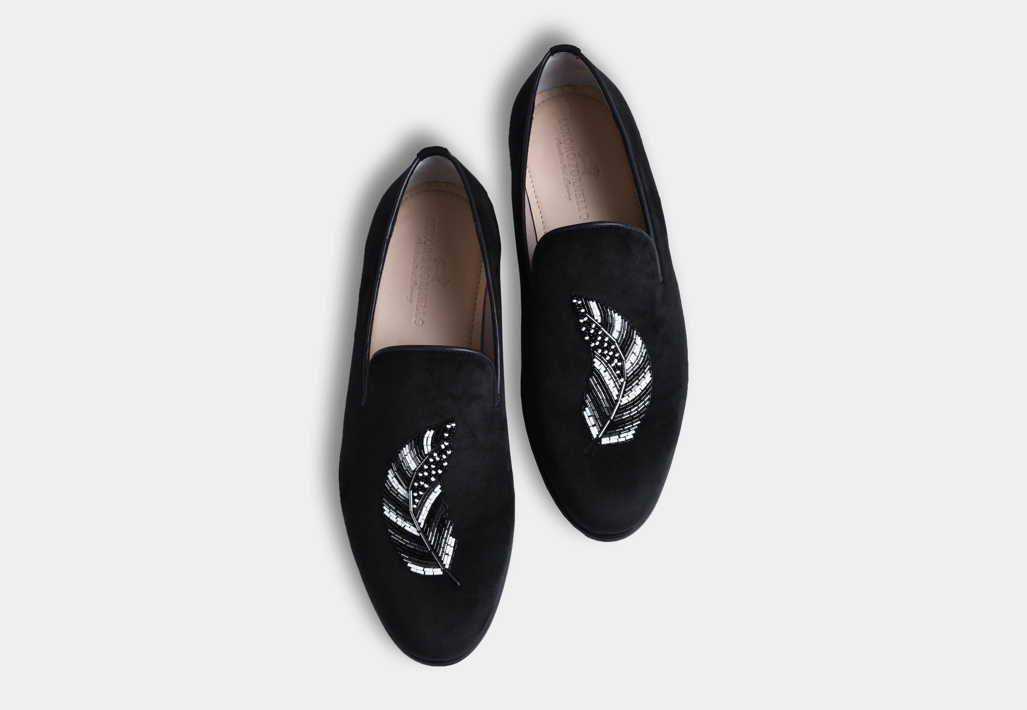 Sabino BLACK embroidered slip-ons (Reserved-Release)