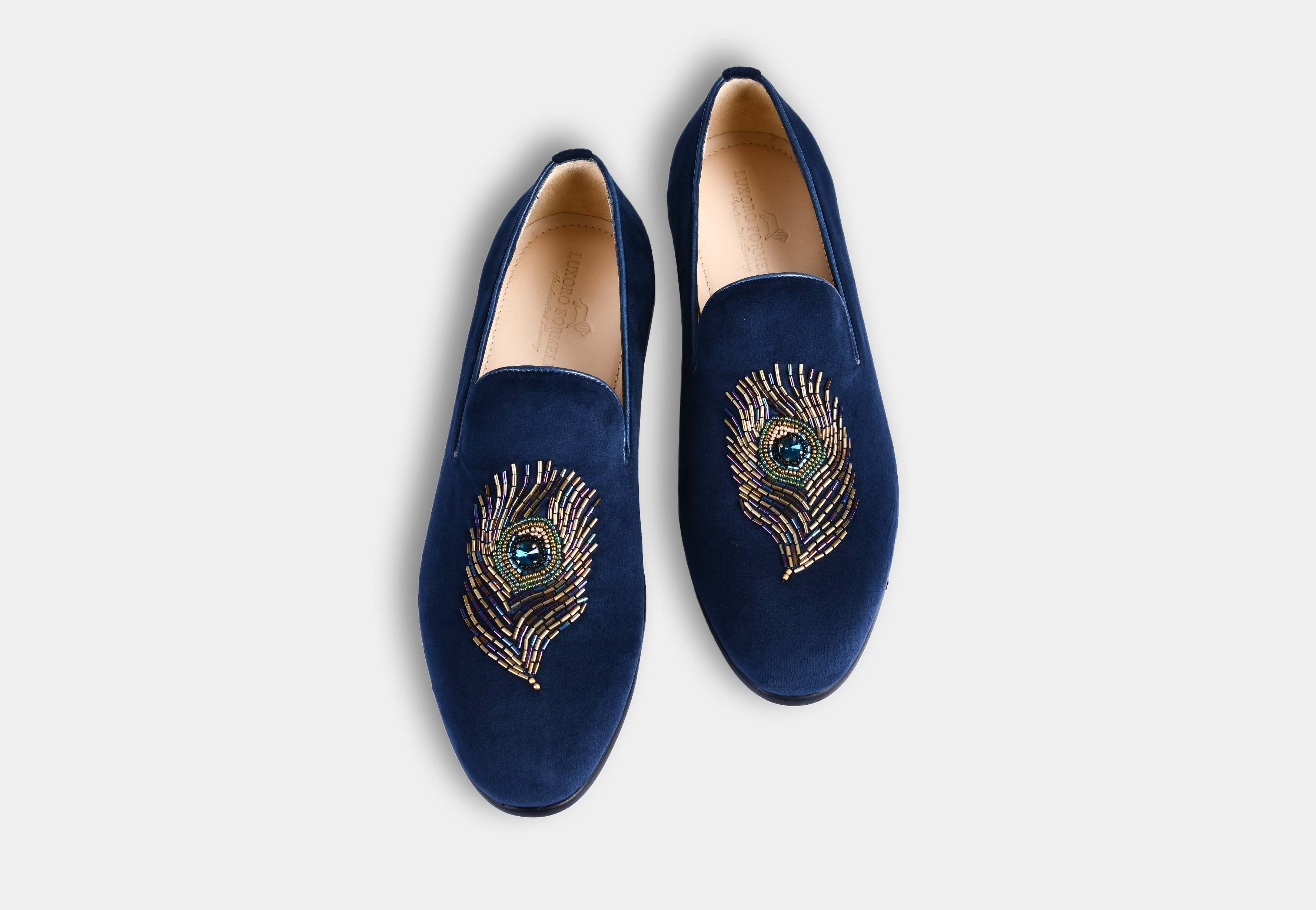 Artemio BLUE embroidered slip-ons (Reserved-Release)