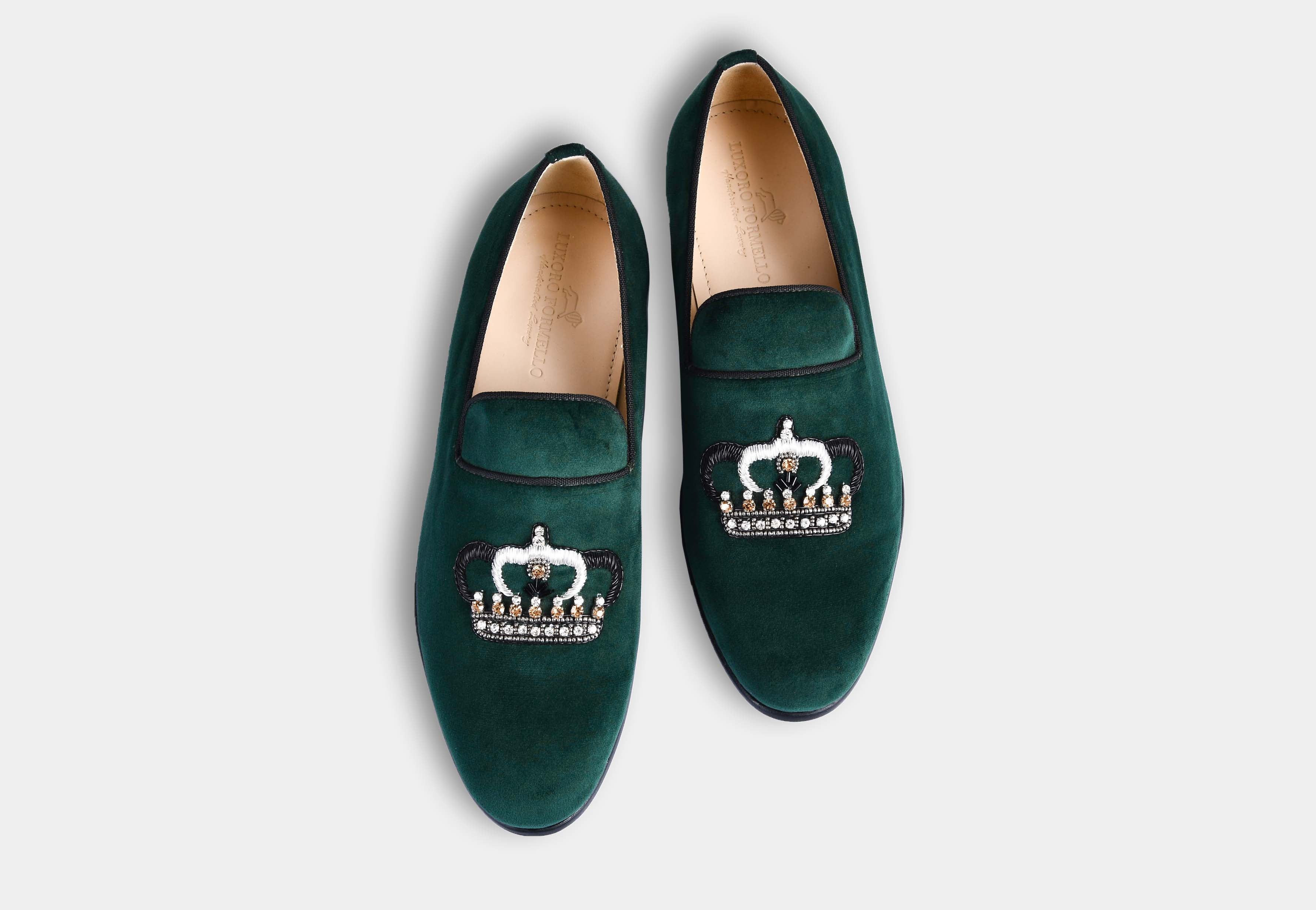 SANTOS GREEN embroidered slip-ons (Reserved-Release)