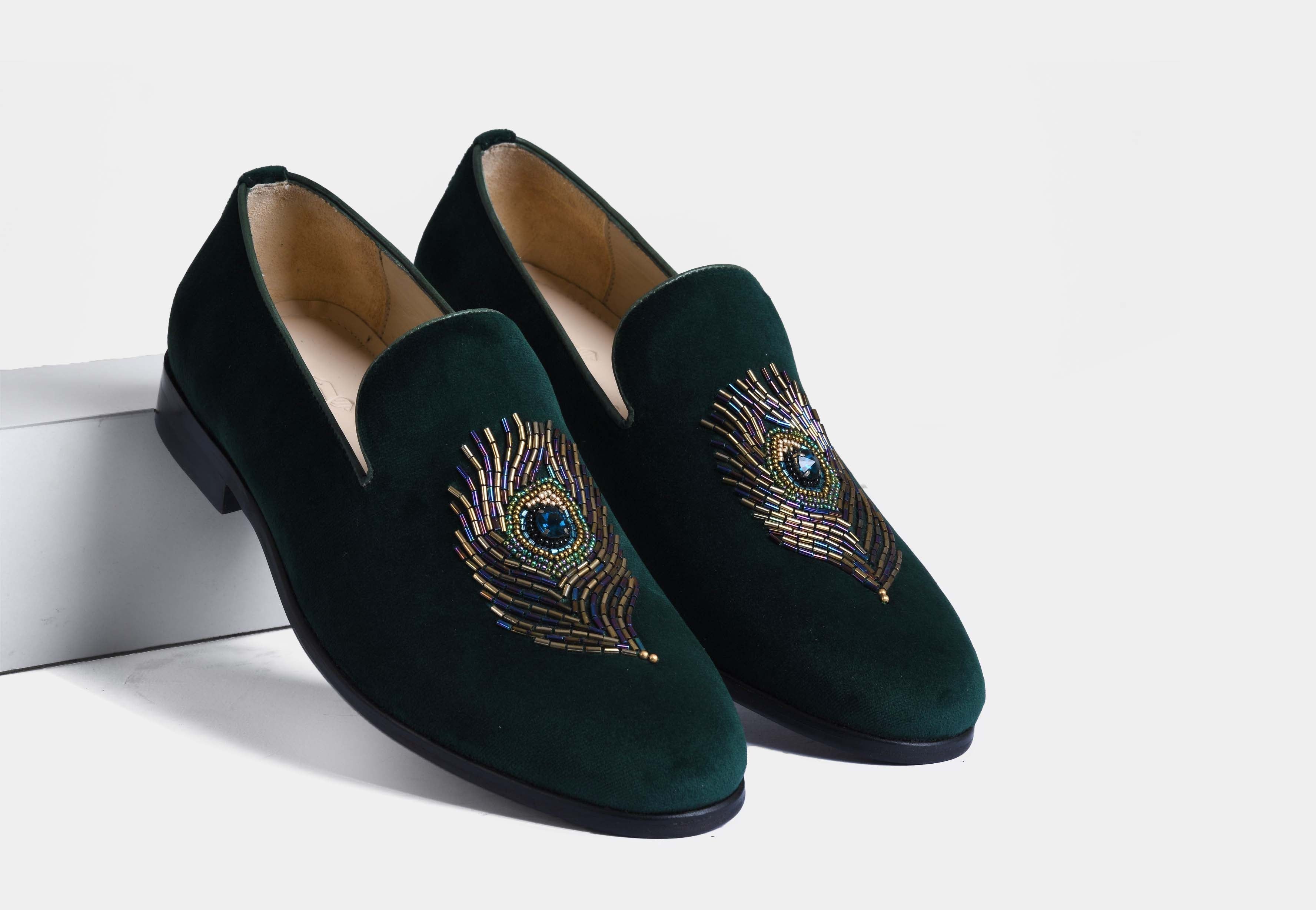 Diego Green Embroidered Slip-ons (Reserved-Release)