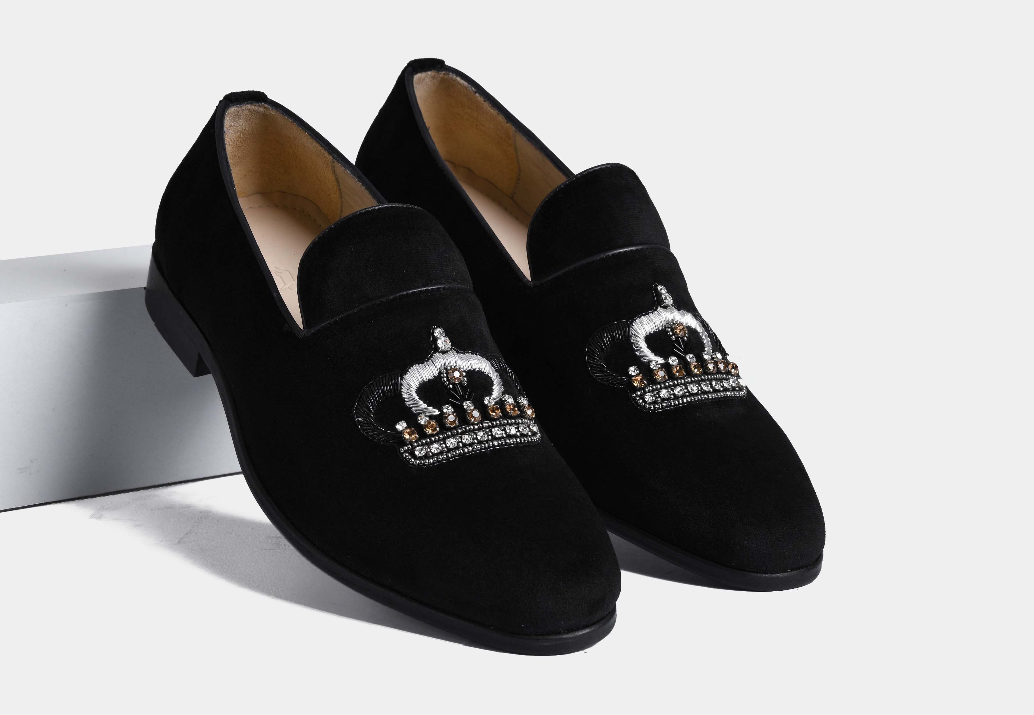 LUCIANO BLACK embroidered slip-ons (Reserved-Release)