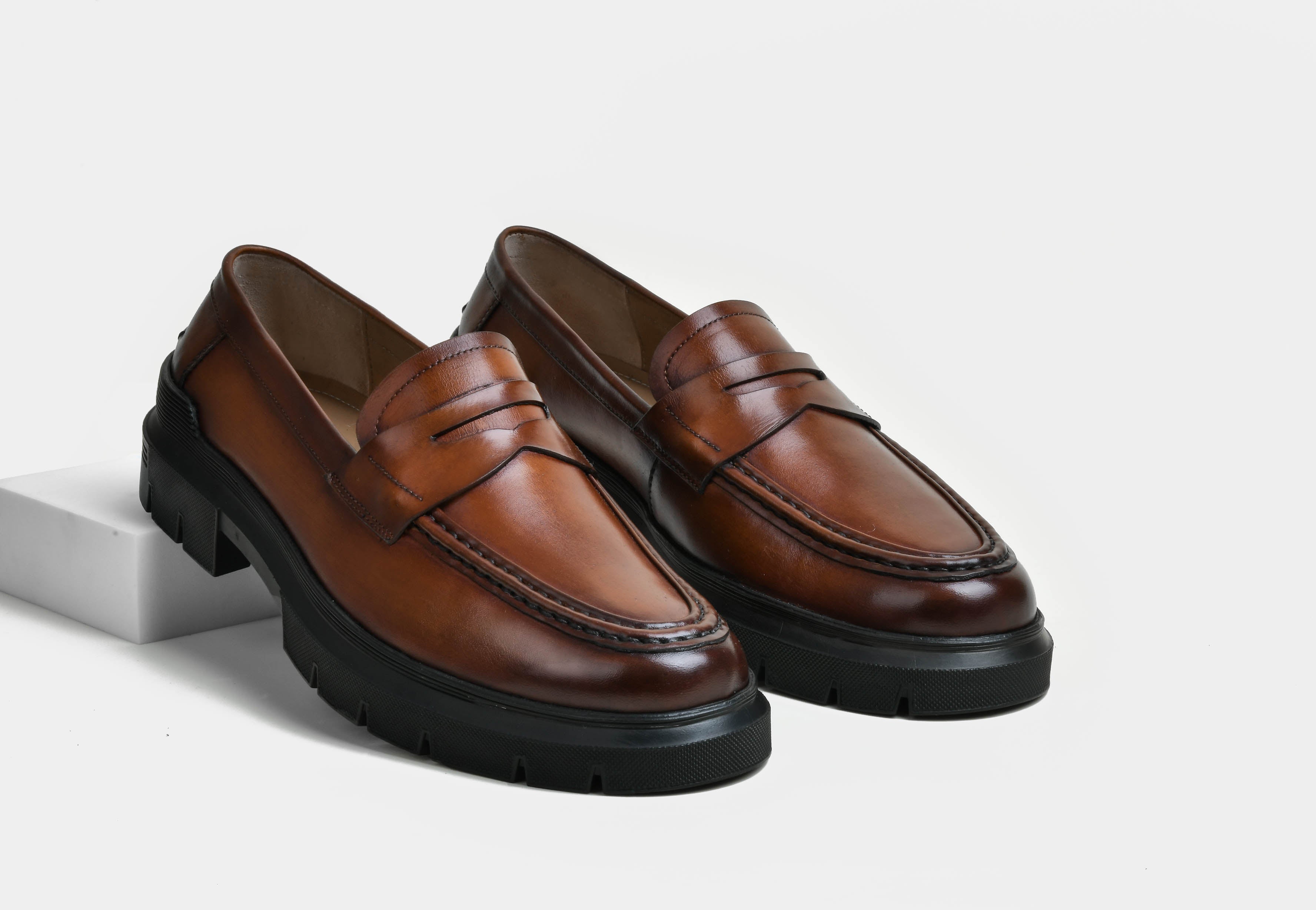 Men Penny Loafers in Burnished Tan | StrideGrip (Reserved-Release)