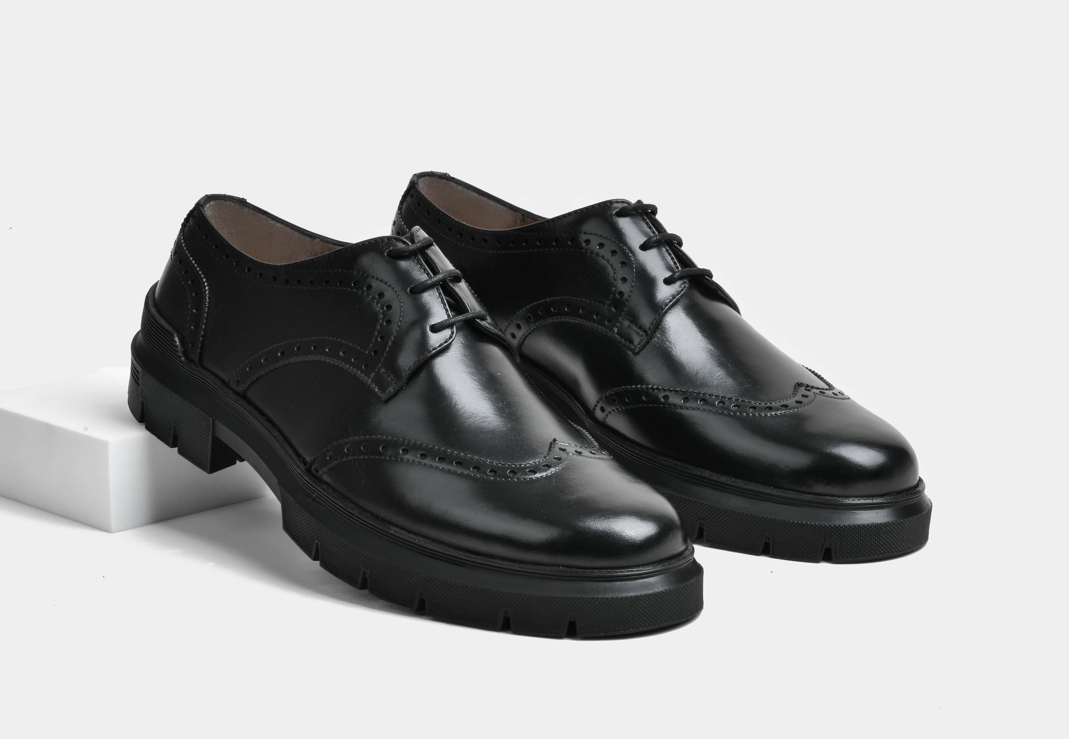 Men Black Brogue Laceups | StrideGrip (Reserved-Release)