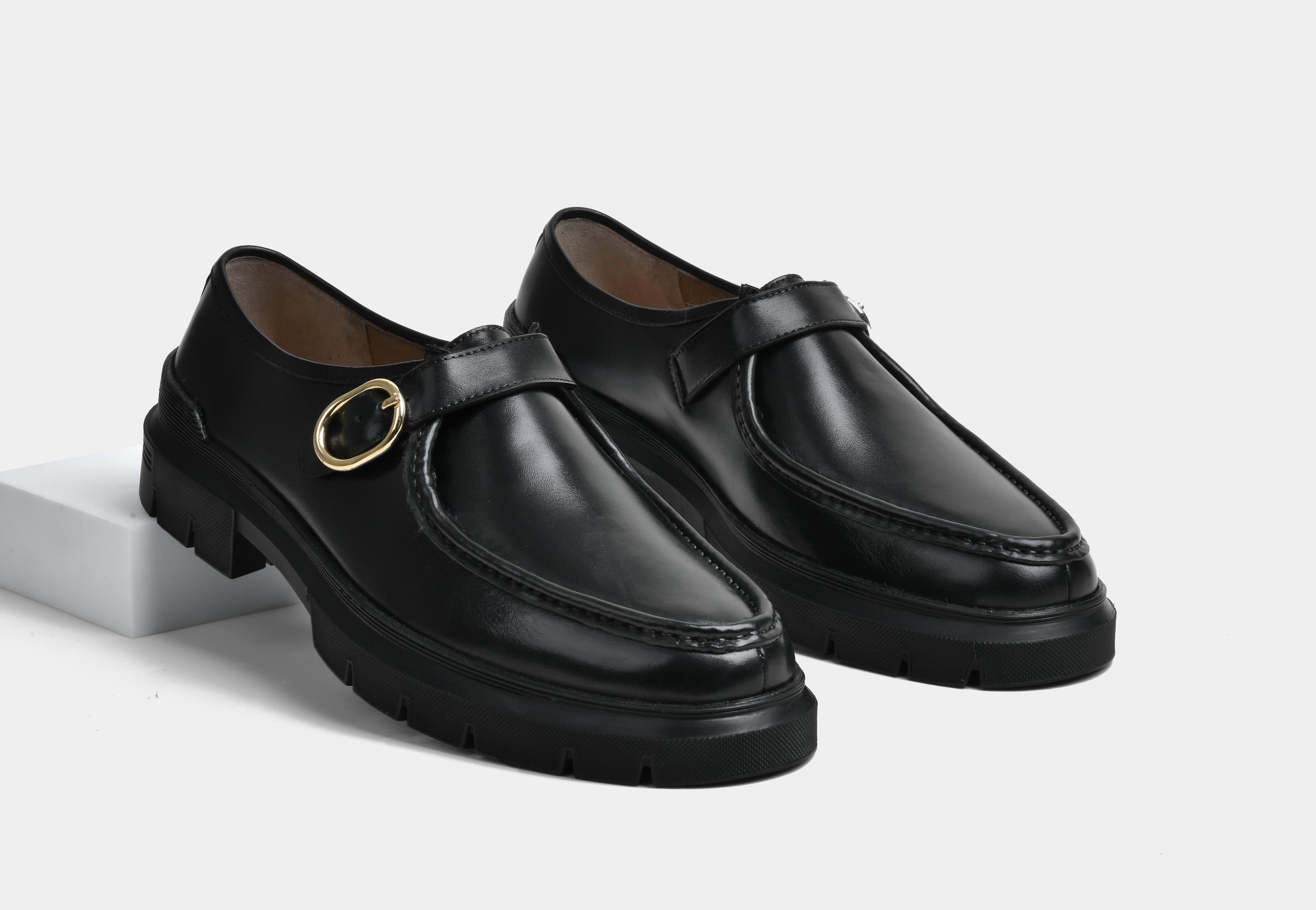 MEN BLACK MONK SINGLE BUCKLE SHOES | STRIDEGRIP (Reserved-Release)