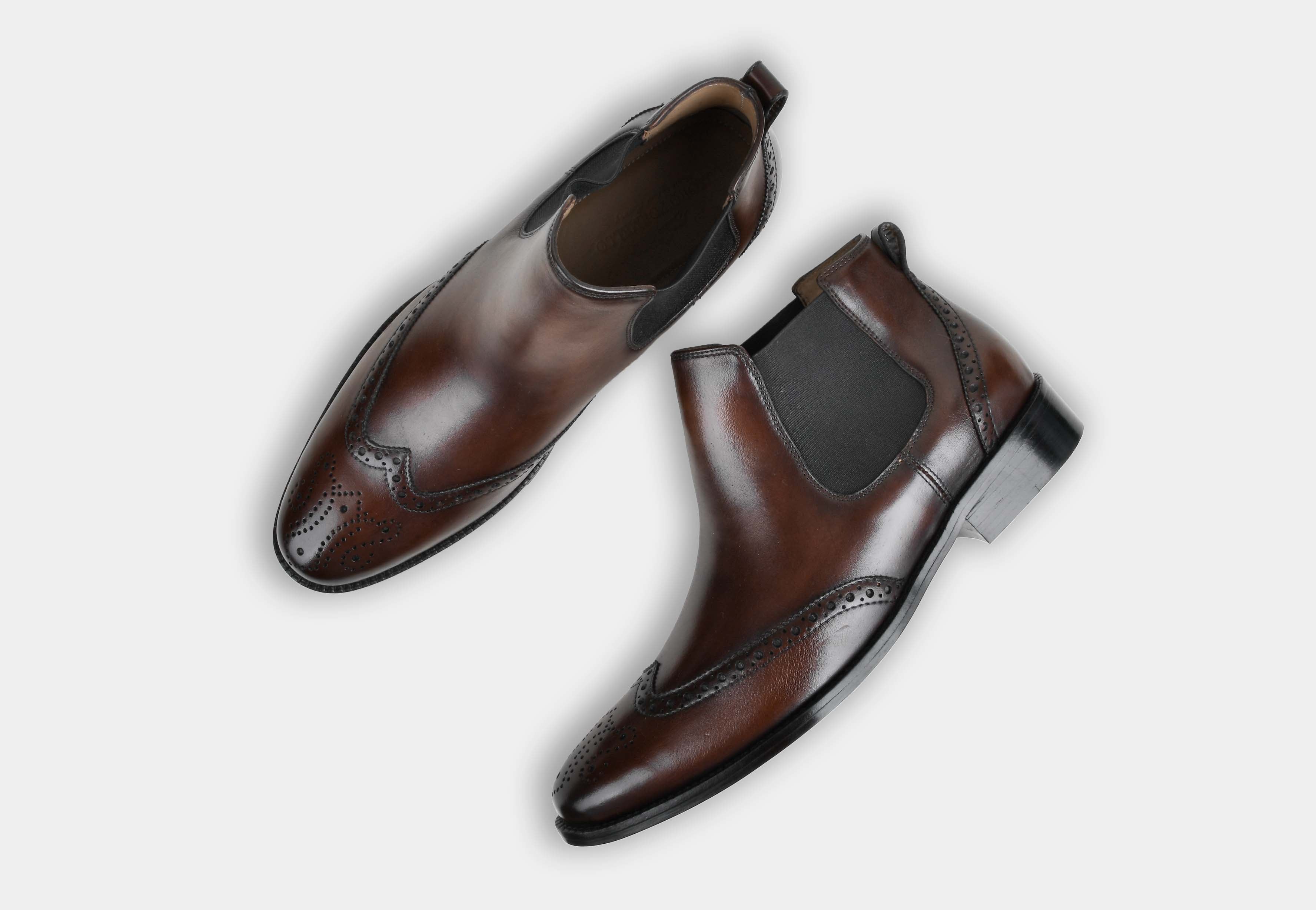 HUGO | MEN BROWN BROGUE CHELSEA BOOTS (Reserved-Release)