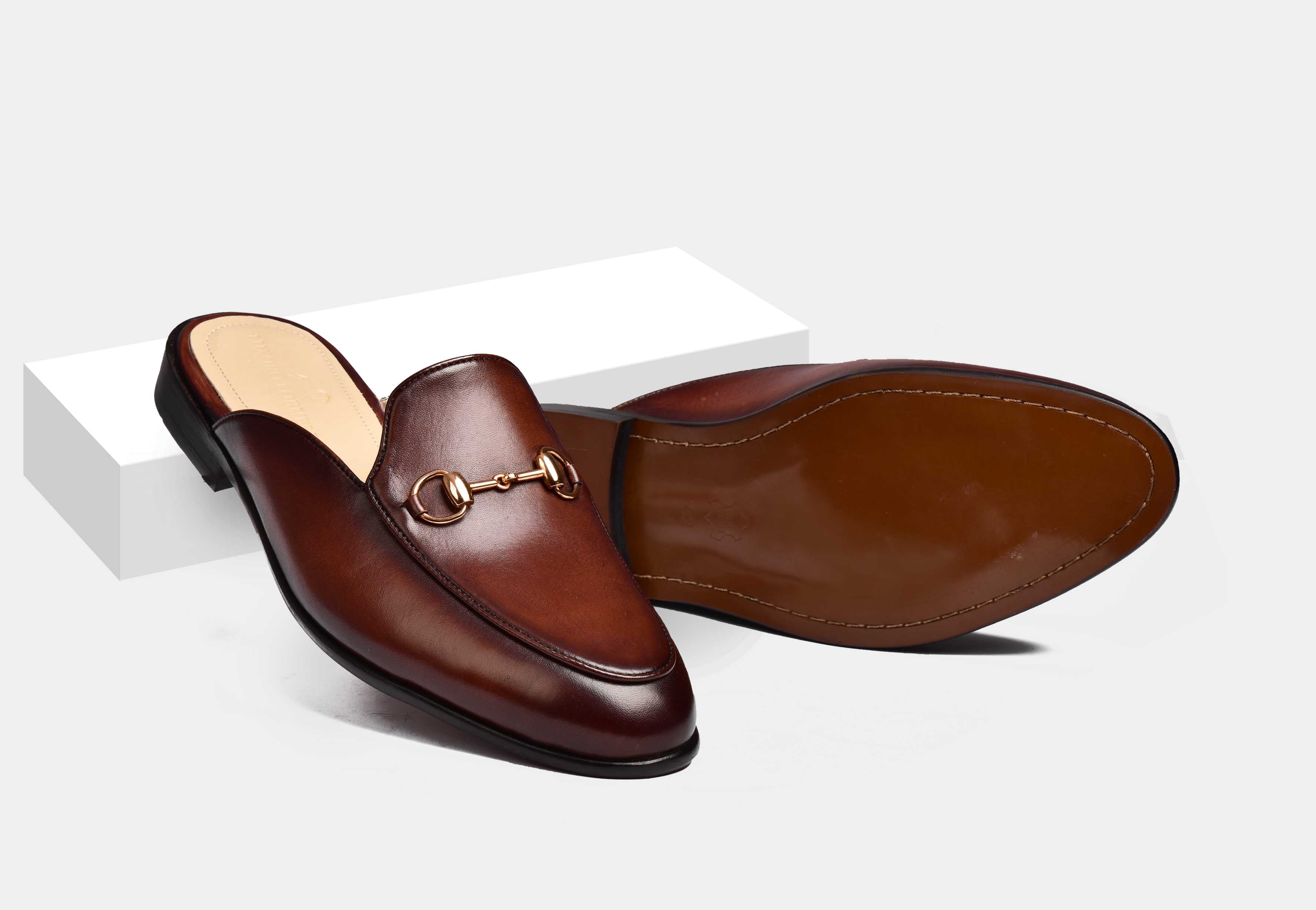 ARNO | Brown Formal Mules with metal Trim (Reserved-Release)