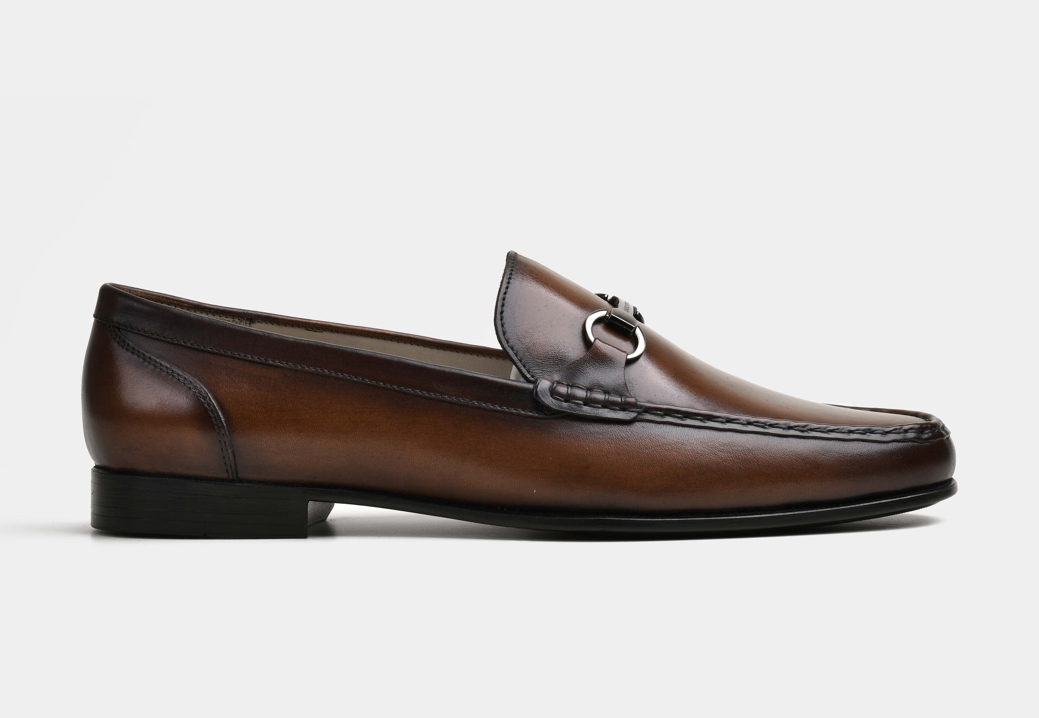 MONTERO | MEN BROWN HAND-BURNISHED CALF LEATHER HORSEBIT LOAFERS