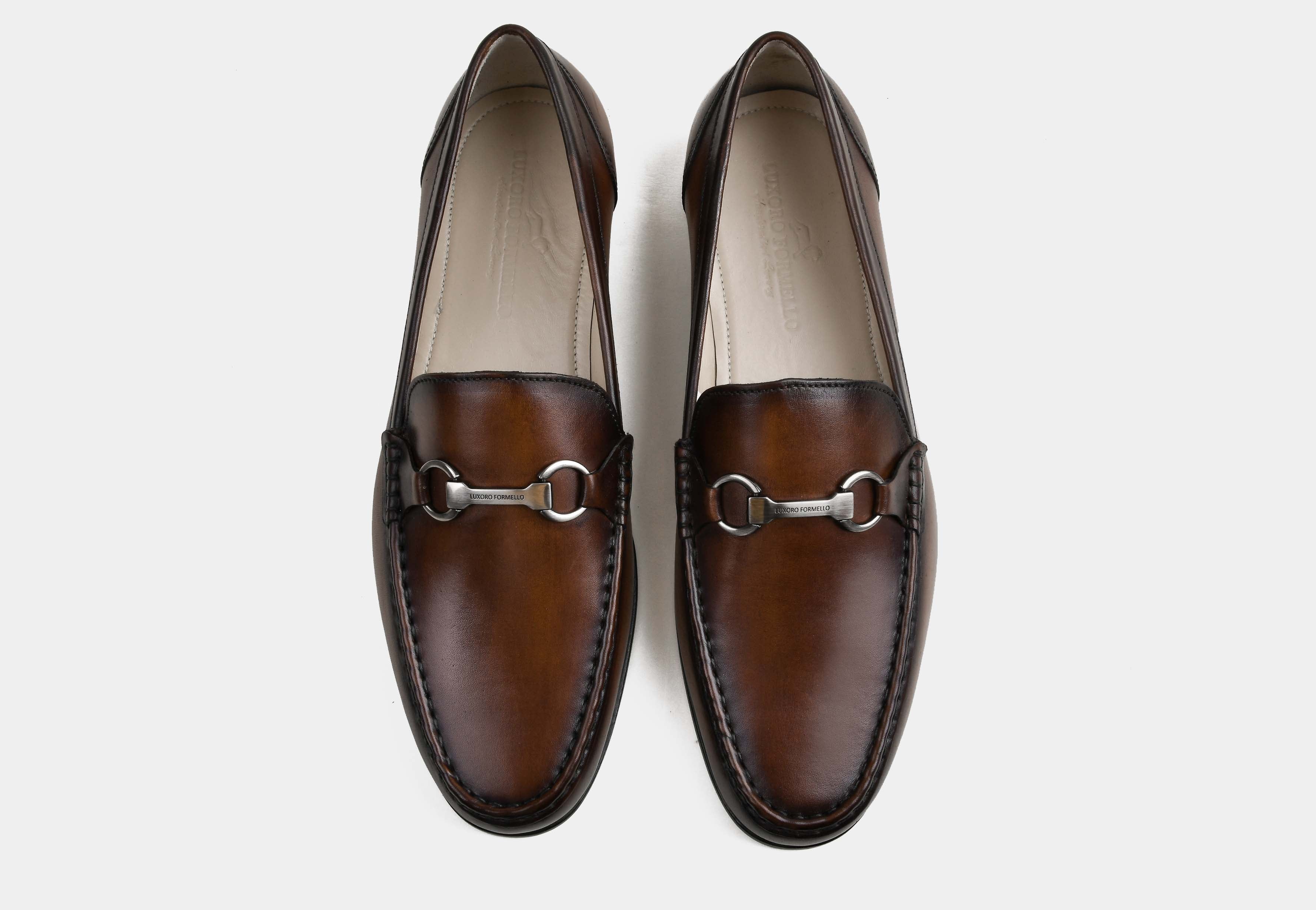 MONTERO | MEN BROWN HAND-BURNISHED CALF LEATHER HORSEBIT LOAFERS