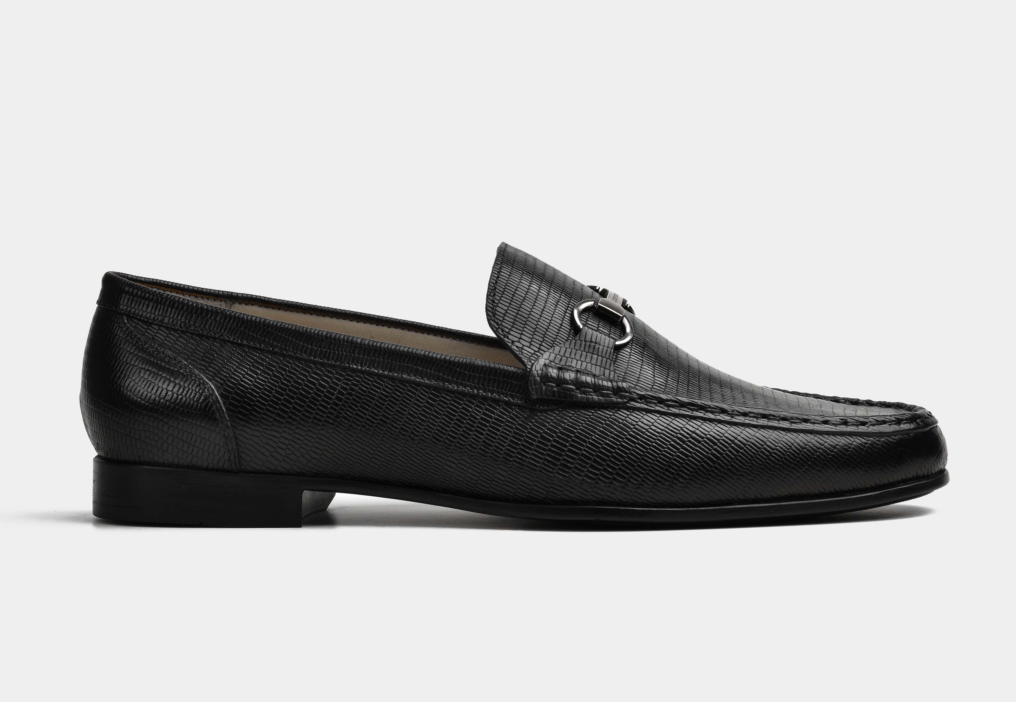 MONTERO | MEN BLACK EMBOSSED LEATHER HORSEBIT LOAFERS