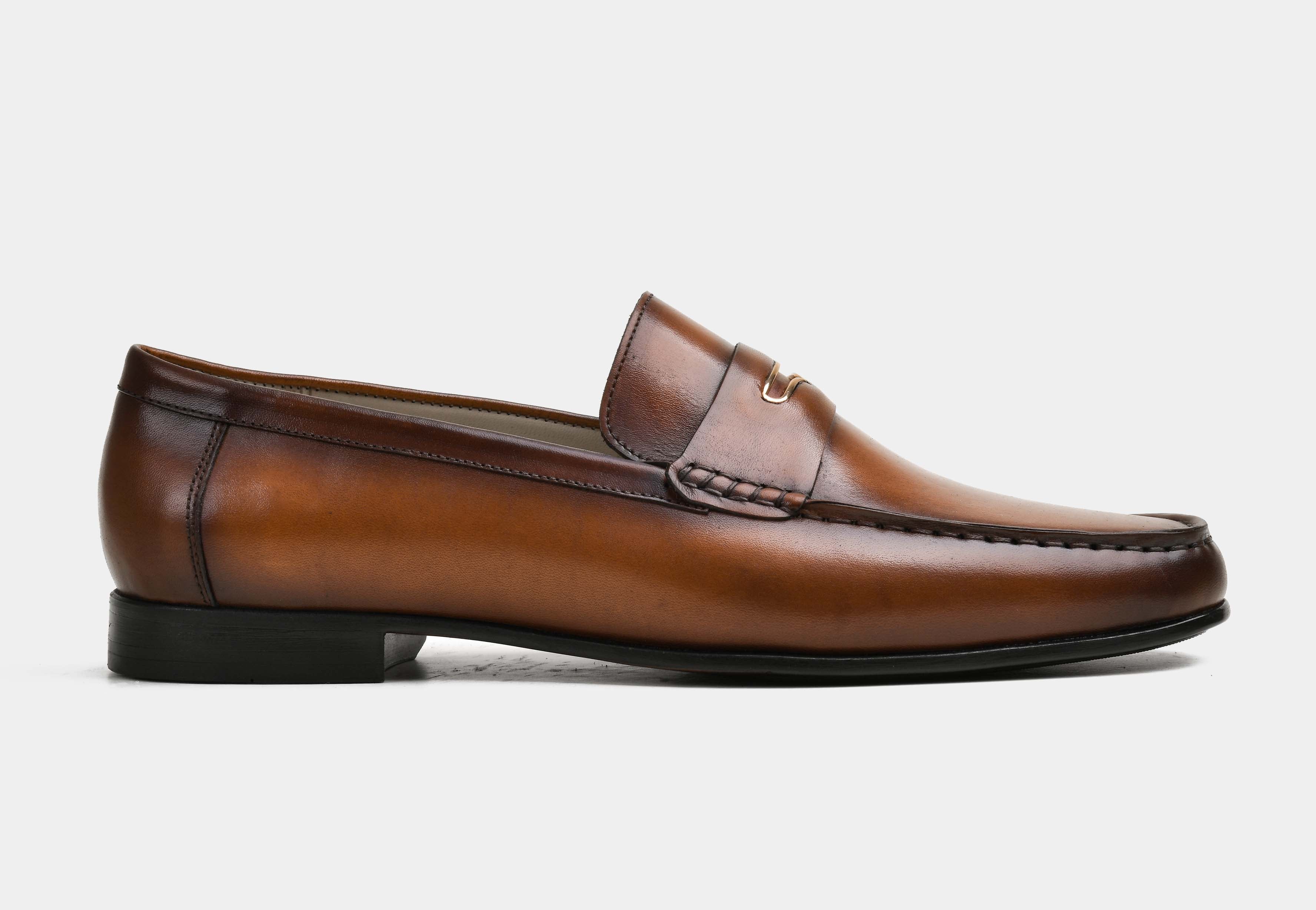 ANTINO | MEN TAN HAND-BURNISHED CALF LEATHER LOAFERS