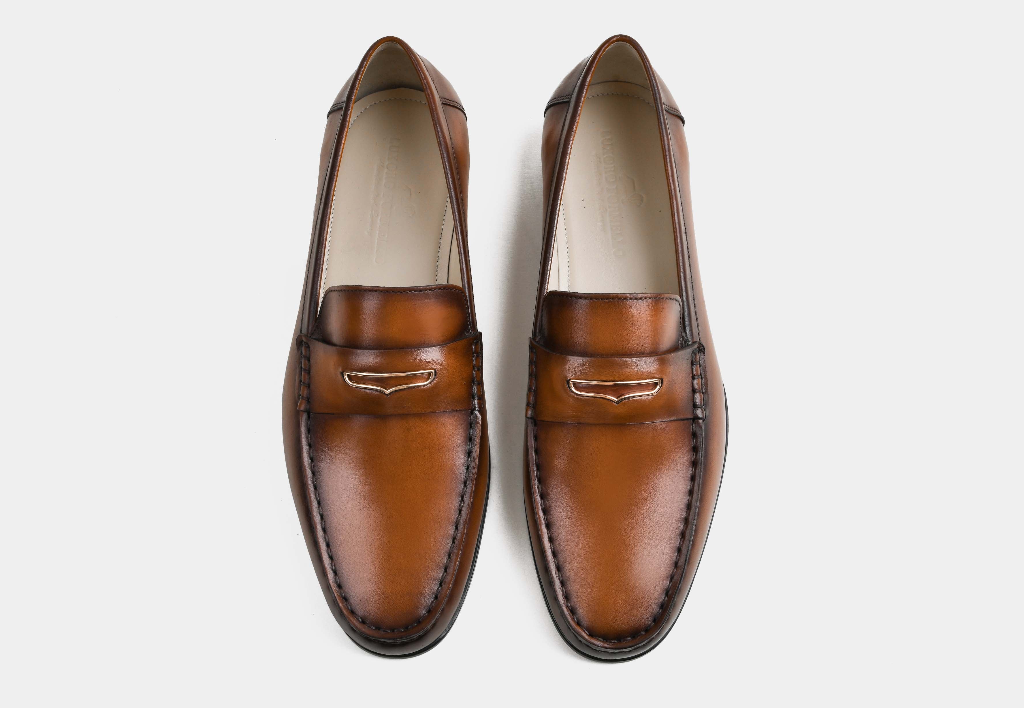 ANTINO | MEN TAN HAND-BURNISHED CALF LEATHER LOAFERS