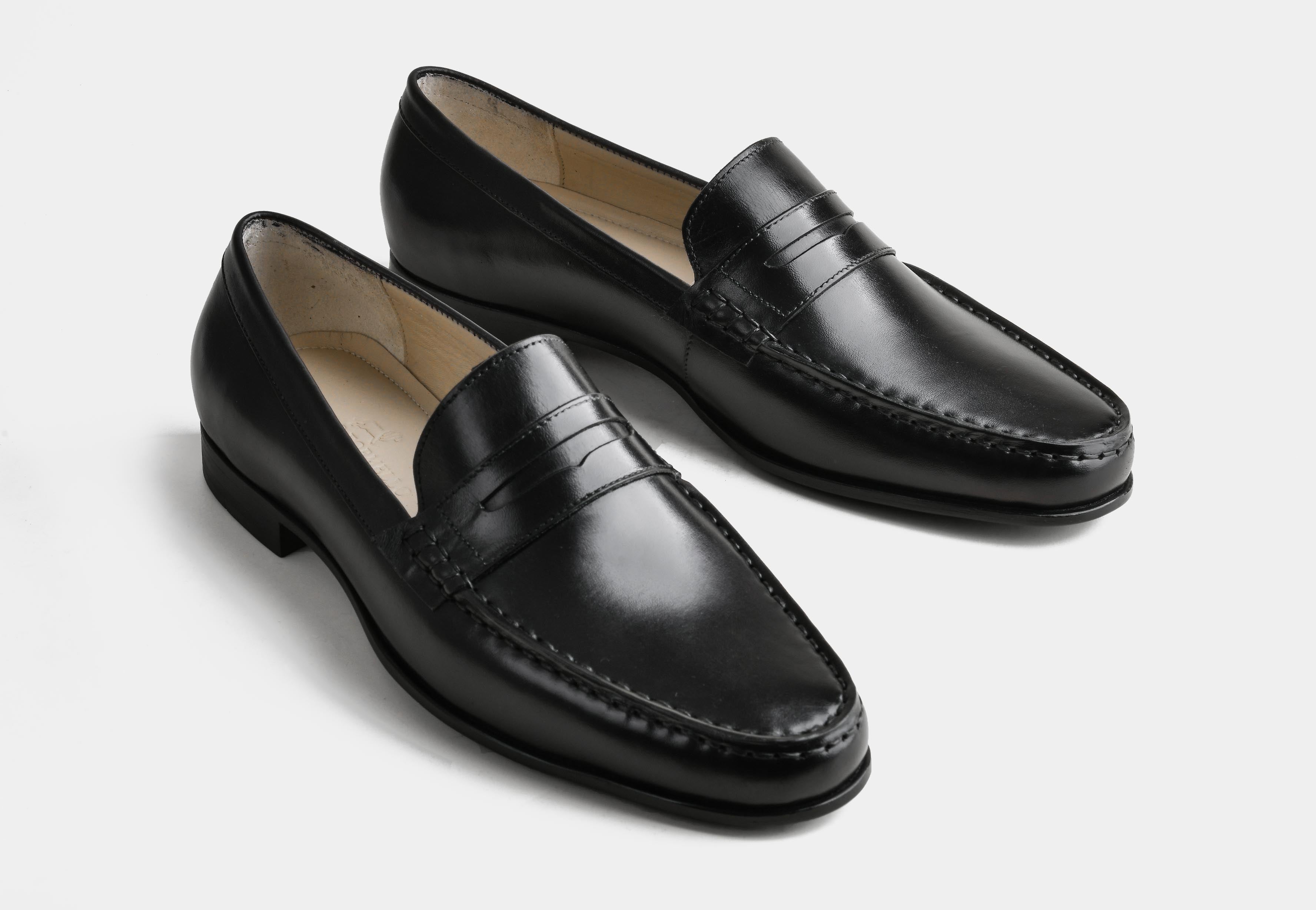 ARENNA | MEN BLACK CALF LEATHER PENNY LOAFERS