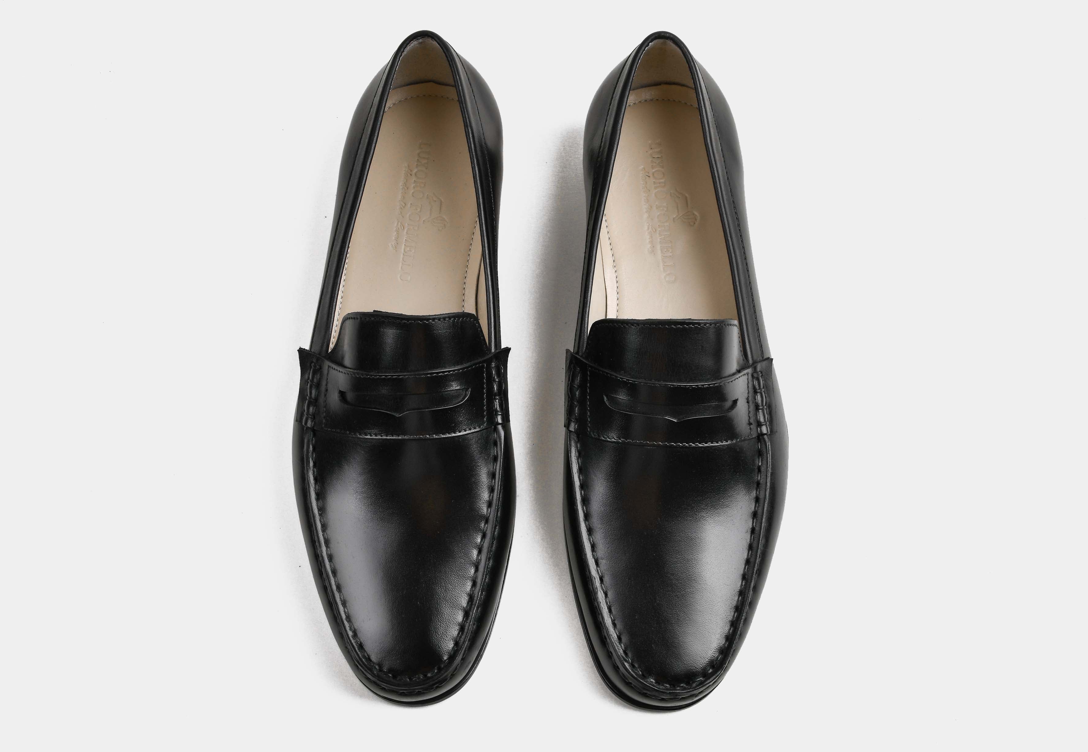 ARENNA | MEN BLACK CALF LEATHER PENNY LOAFERS