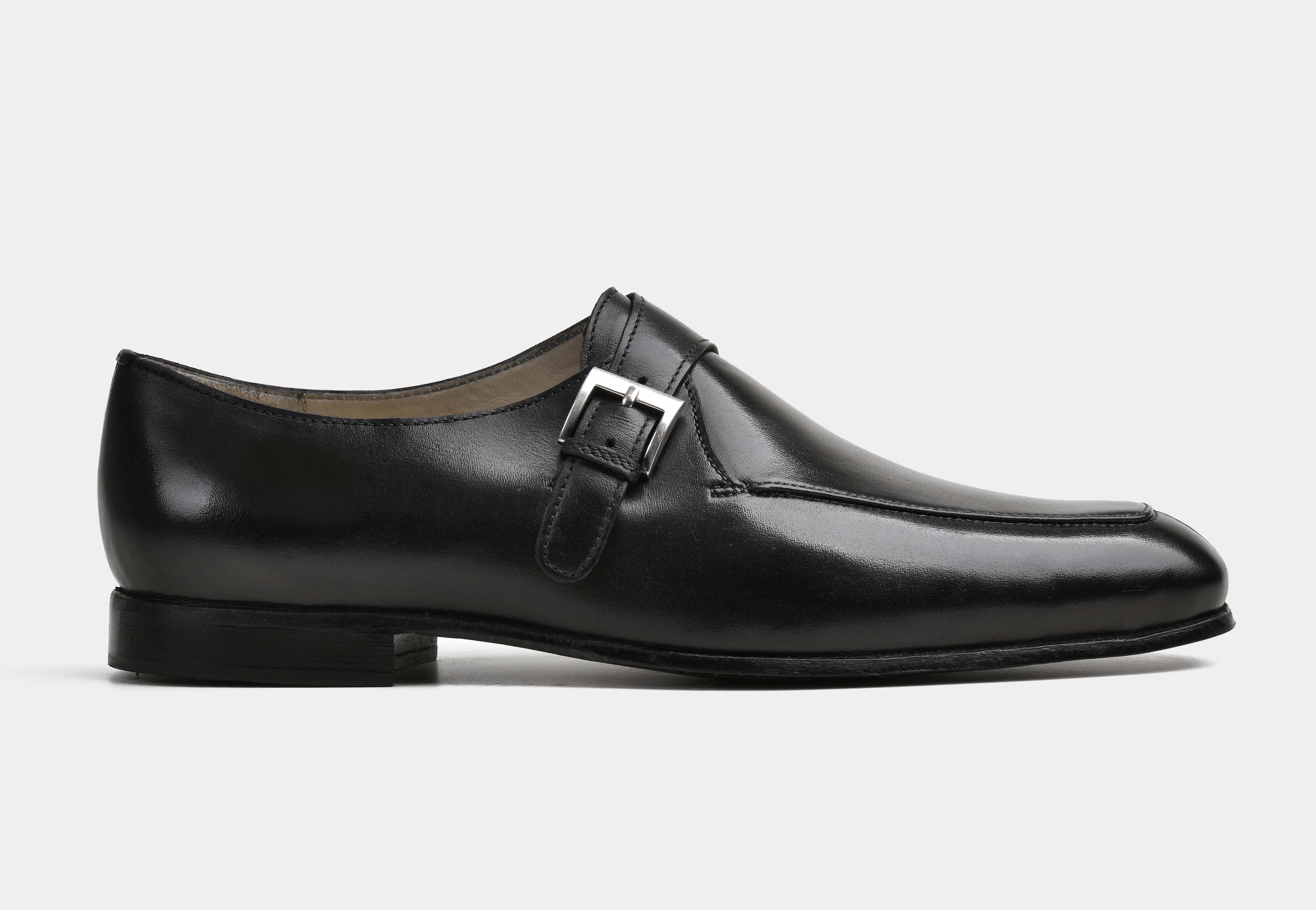 LAVENTO | MEN BLACK CALF LEATHER MONK STRAP SHOES