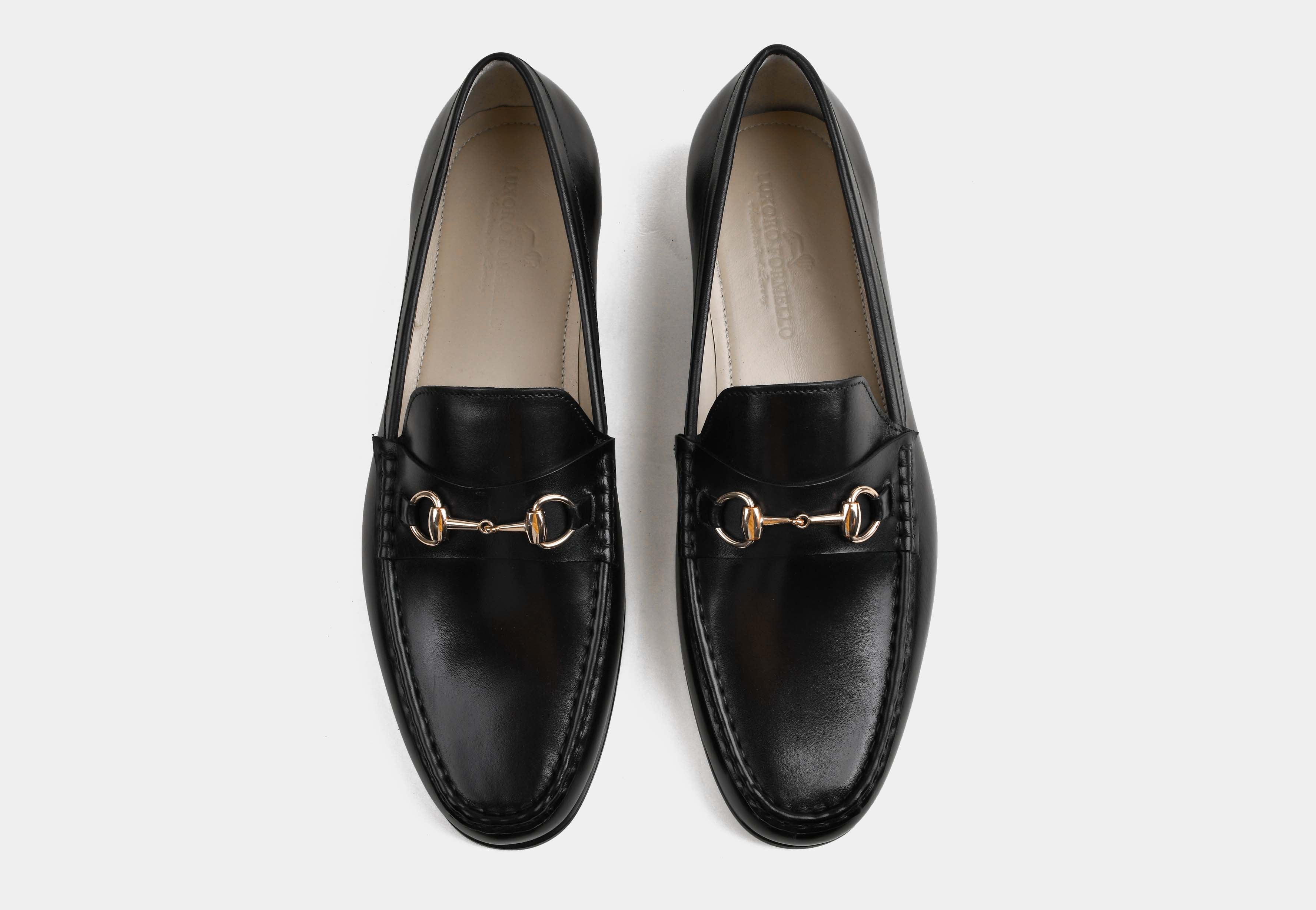 CASSANO | MEN BLACK HORSEBIT LOAFERS