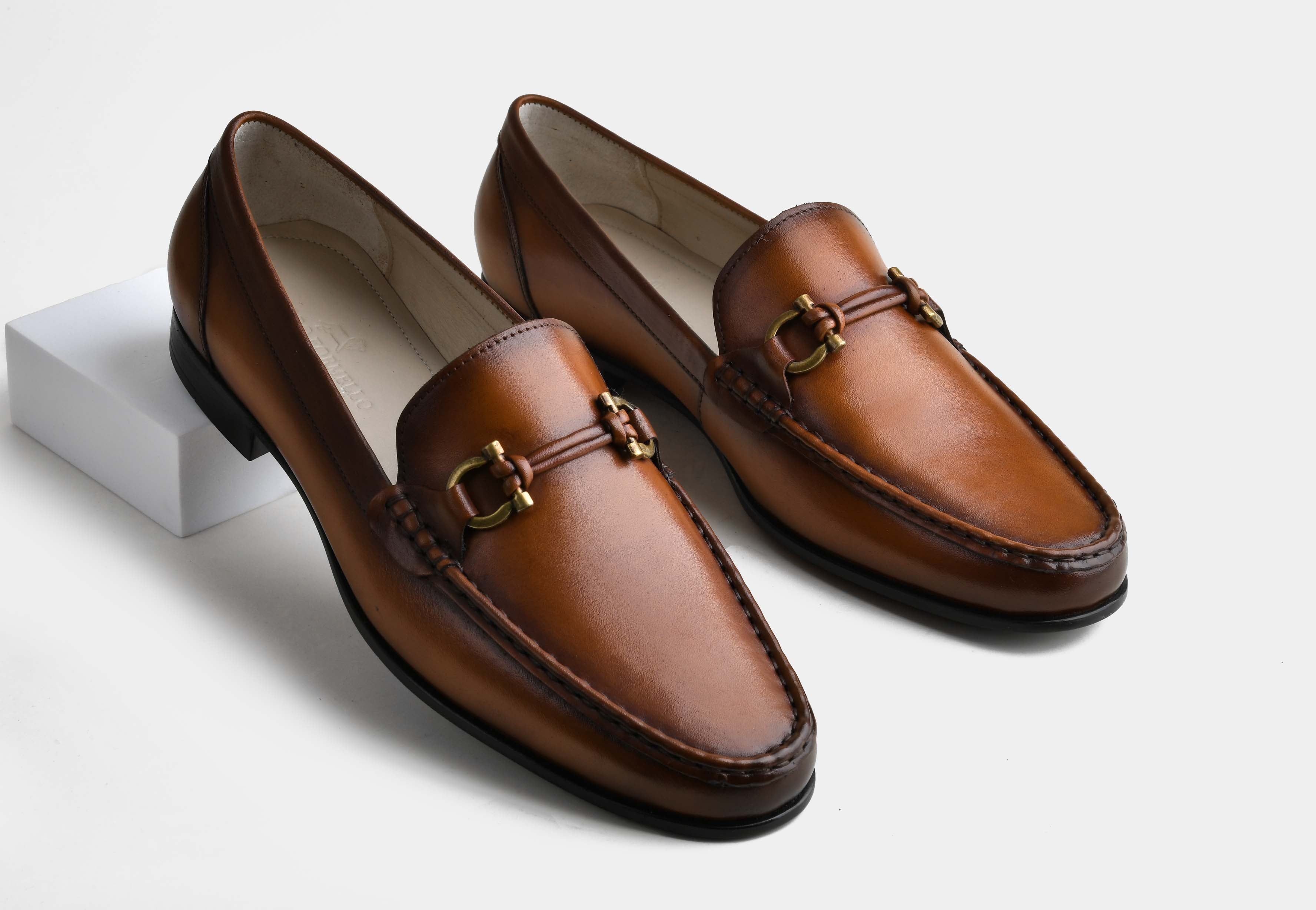 ZARO | MEN TAN CALF LEATHER HORSEBIT LOAFERS