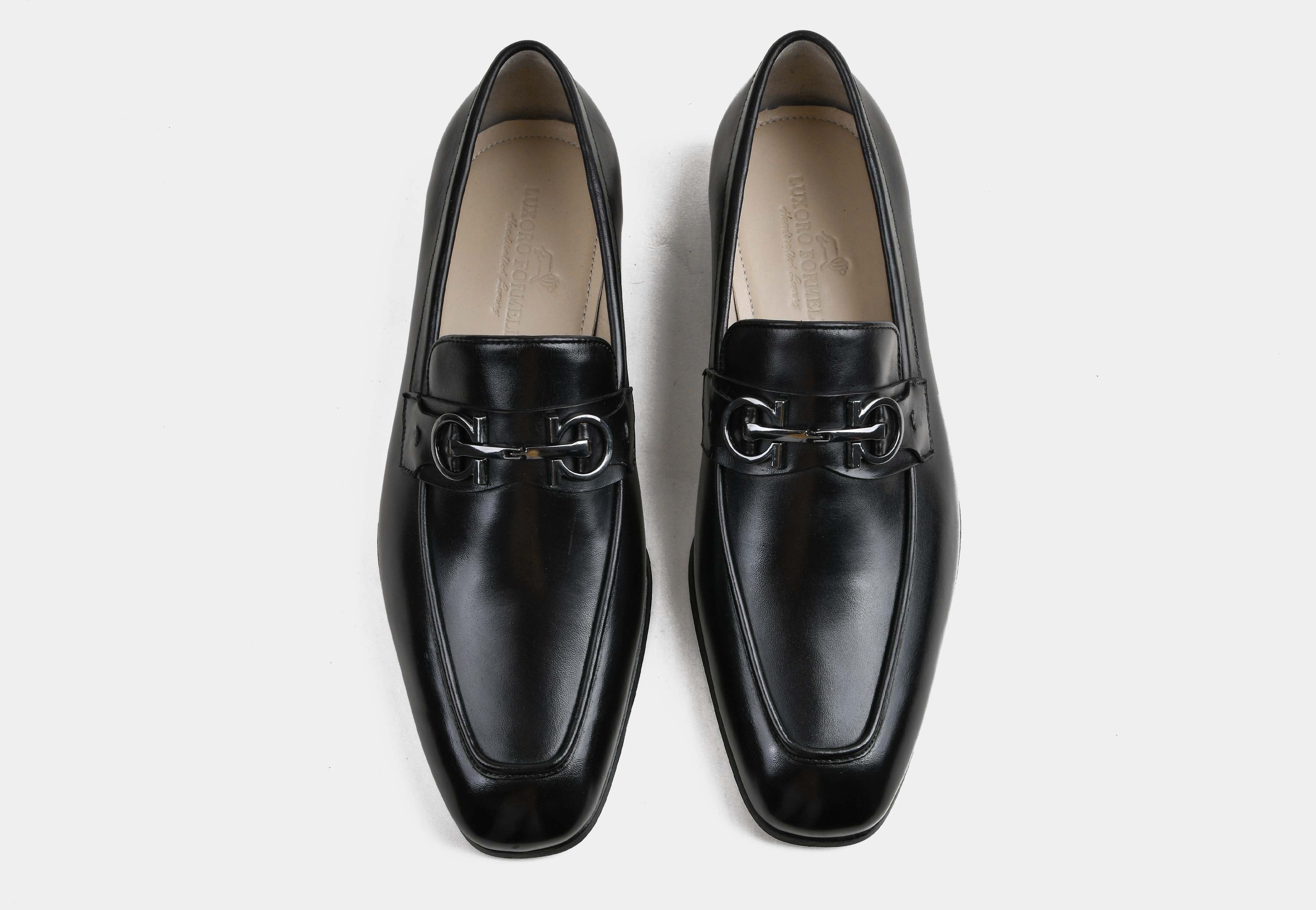MARCHELLI | MEN BLACK CLASSIC BUCKLE LOAFERS