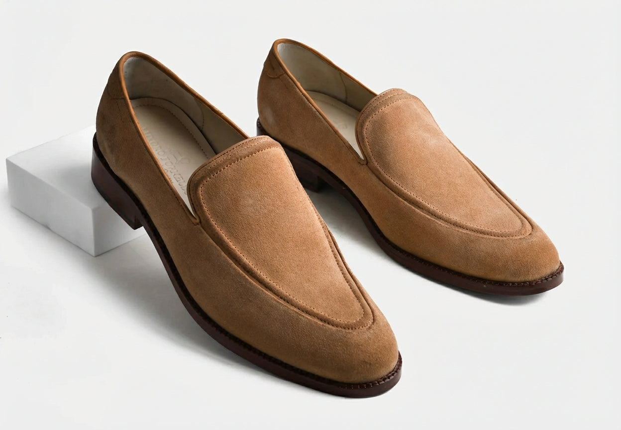 ELIANO | MEN TAN SUEDE BELGIAN LOAFERS