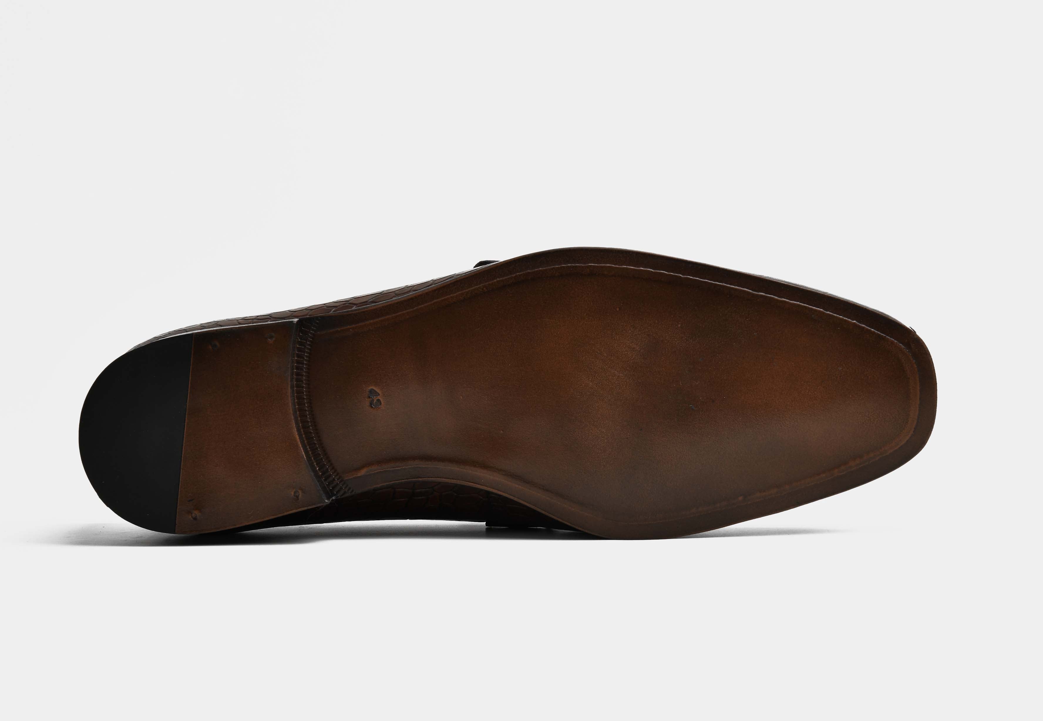 MARCHELLI | MEN TAN HAND-BURNISHED BUCKLE LOAFERS