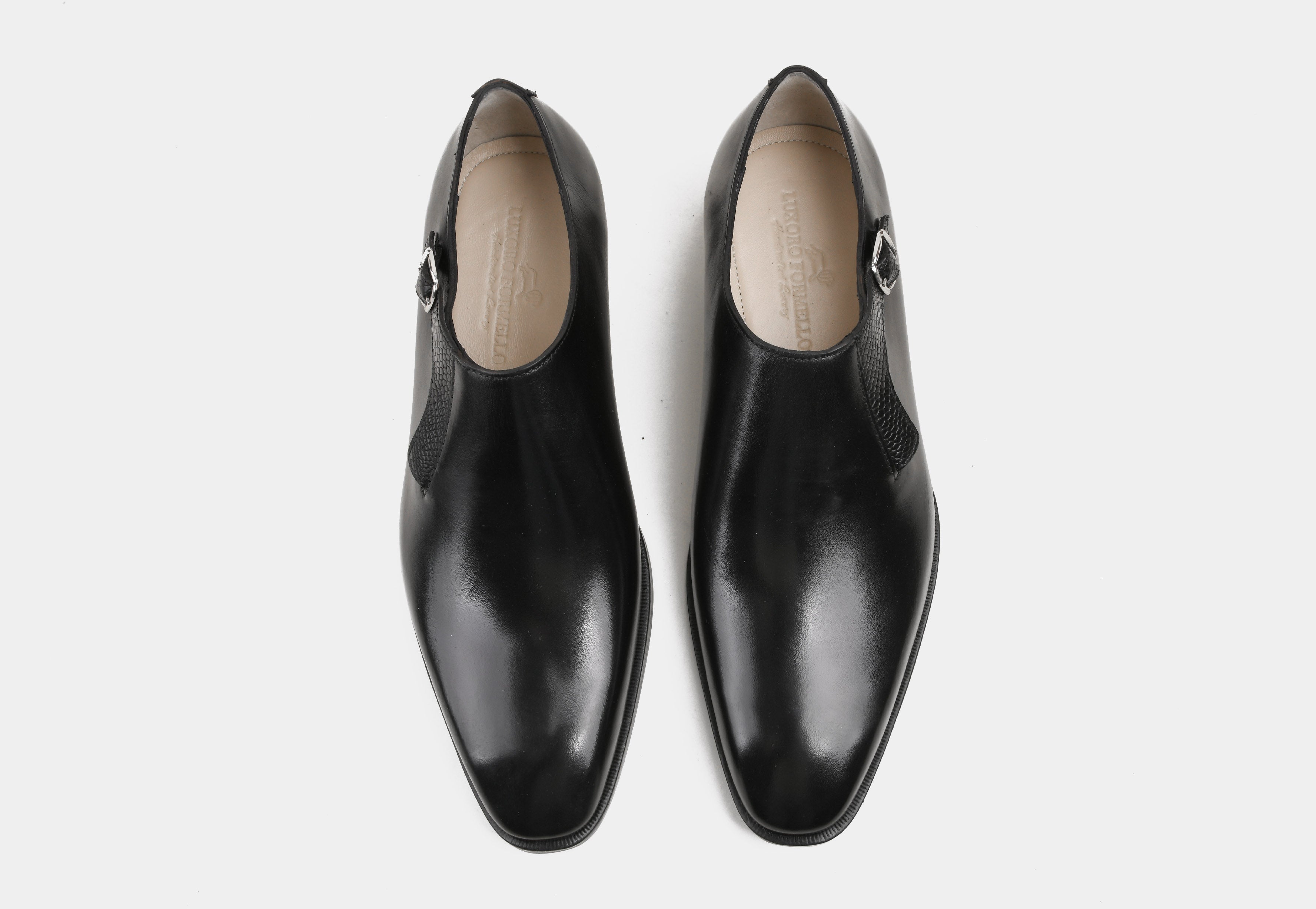 CARLO | MEN BLACK MONK STRAP SHOES