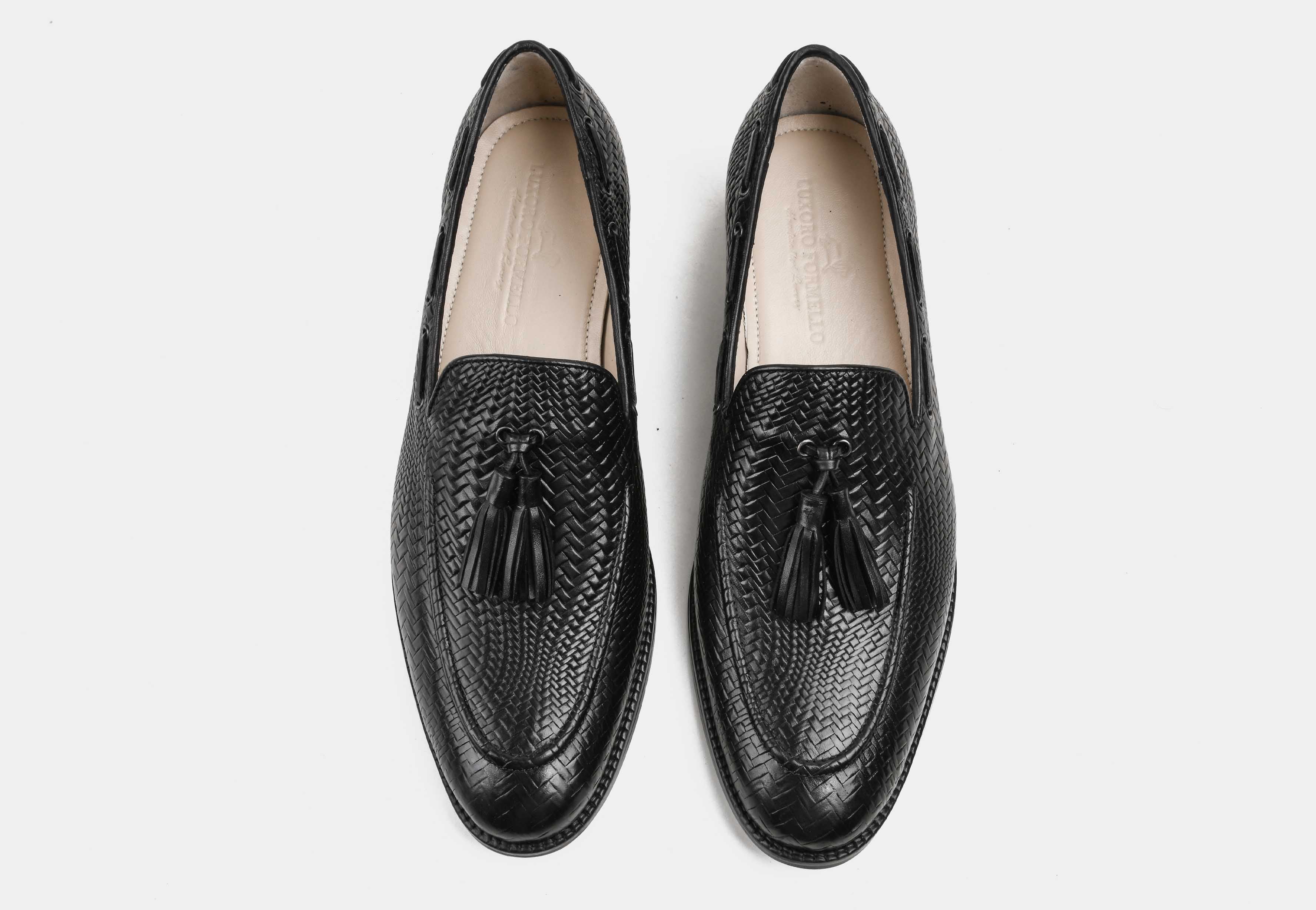 GIULIANO | MEN BLACK WOVEN TASSEL LOAFERS