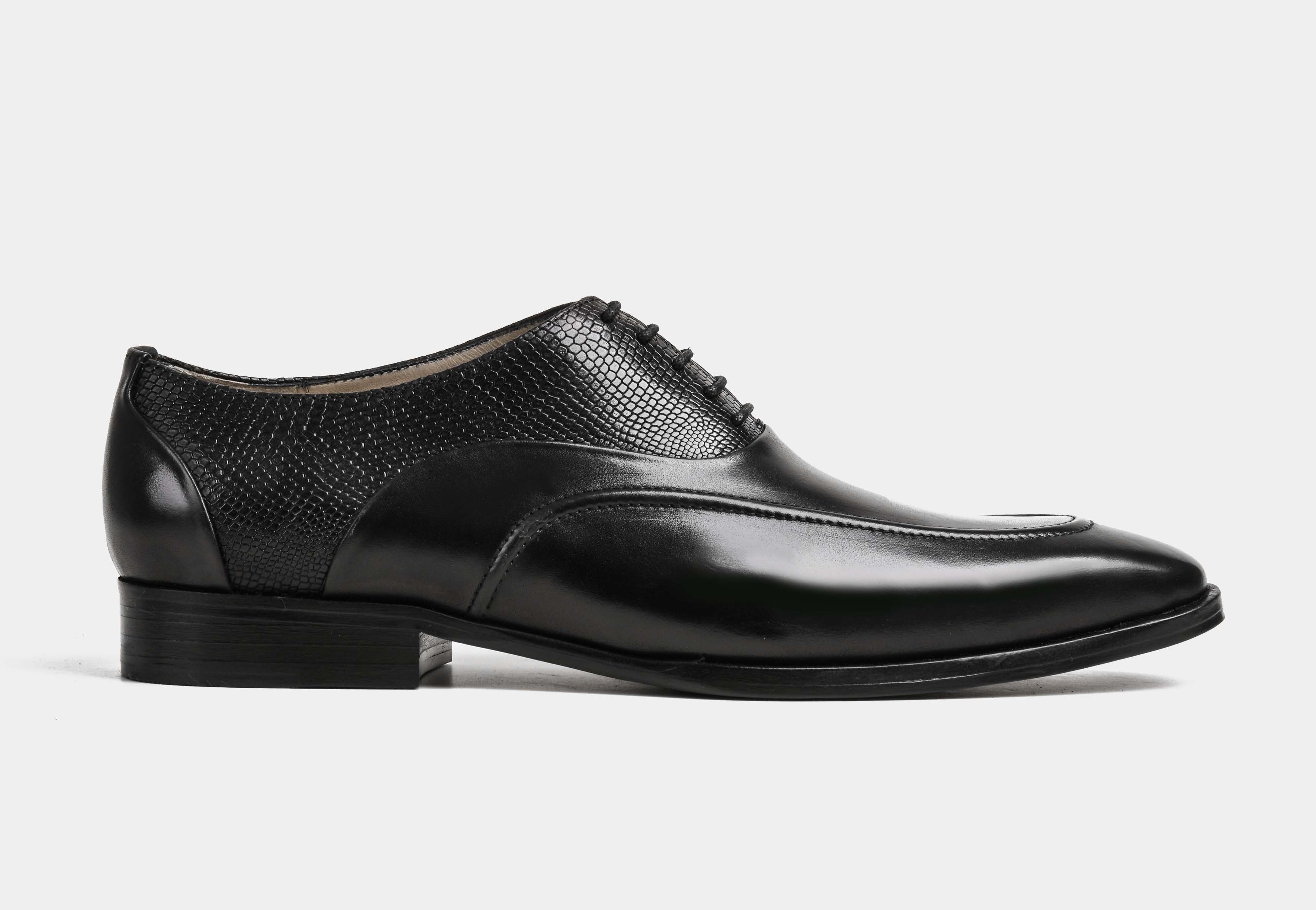 ENRICO | MEN BLACK PATENT & PEBBLE OXFORDS