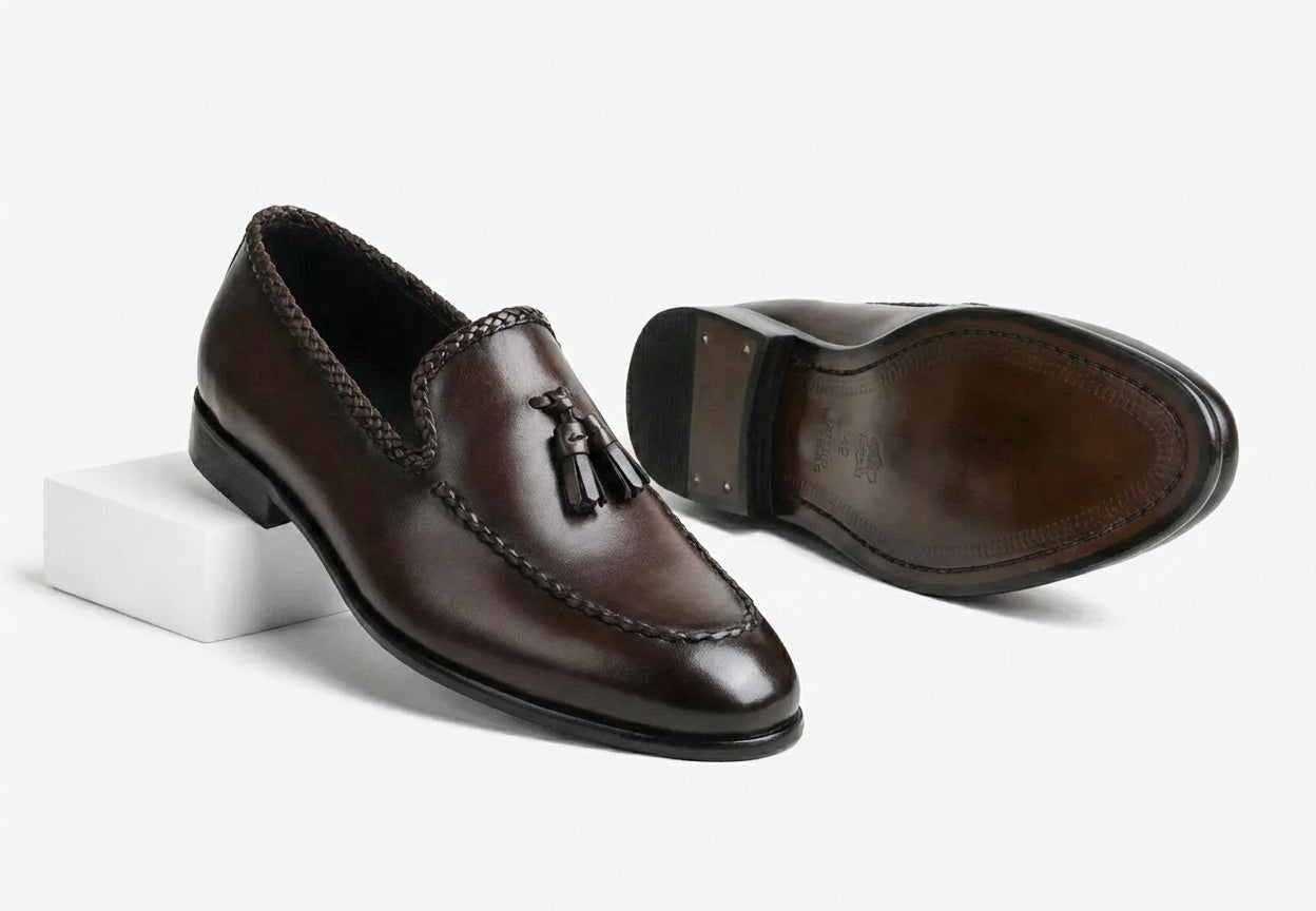 CILIAN | MEN BROWN TASSEL LEATHER LOAFERS