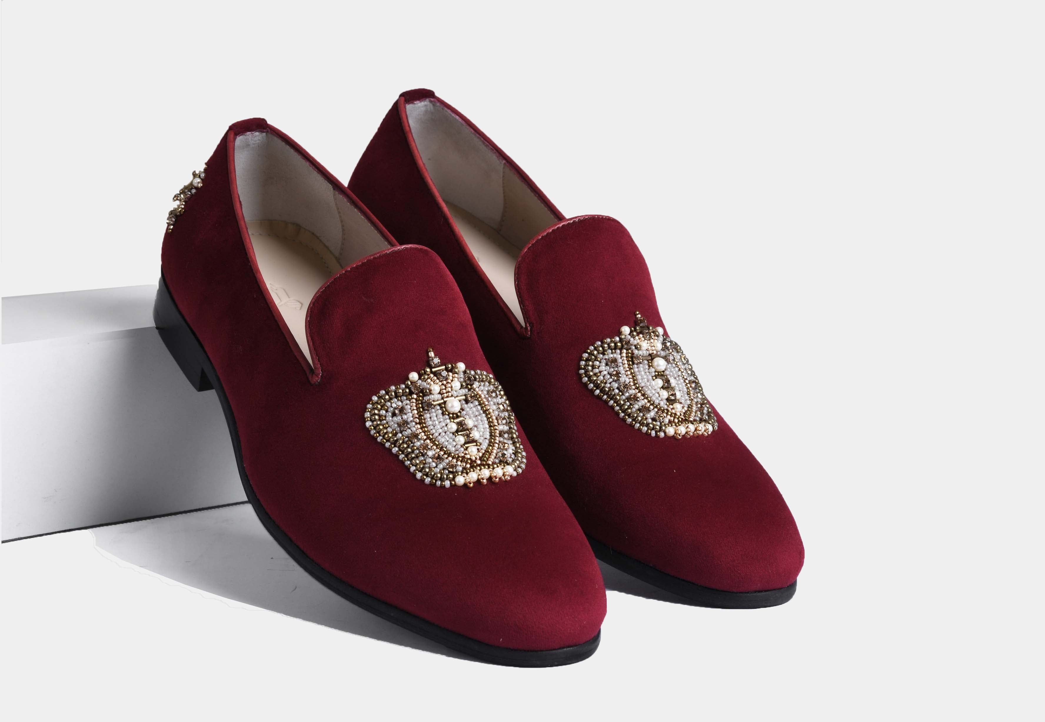 MACEO MAROON embroidered slip-ons (Reserved-Release)