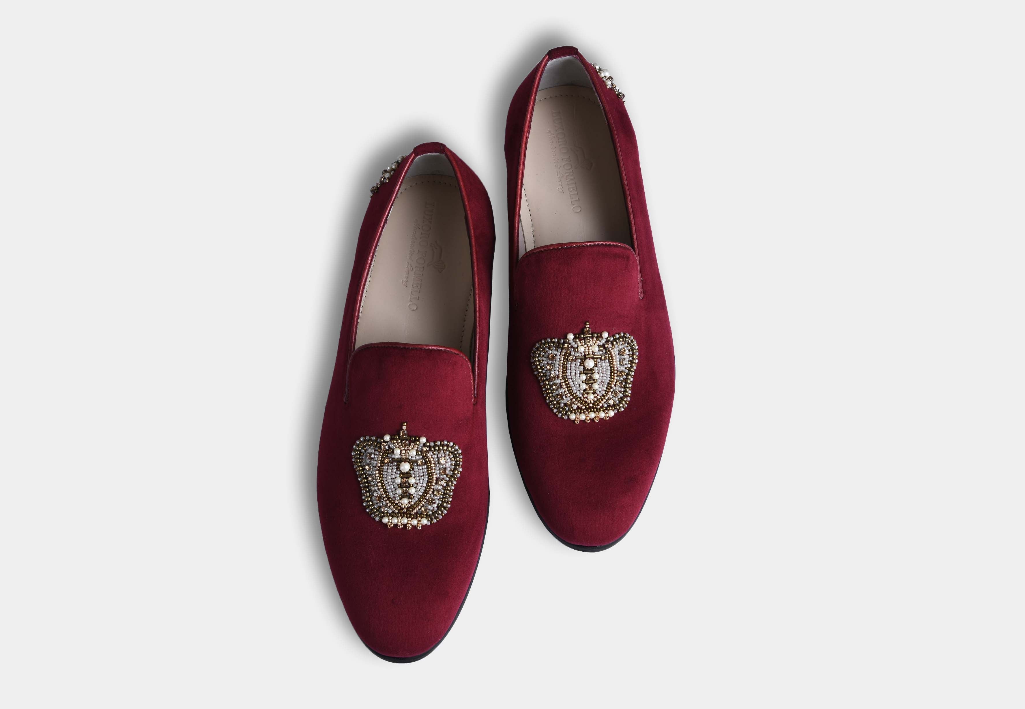 MACEO MAROON embroidered slip-ons (Reserved-Release)