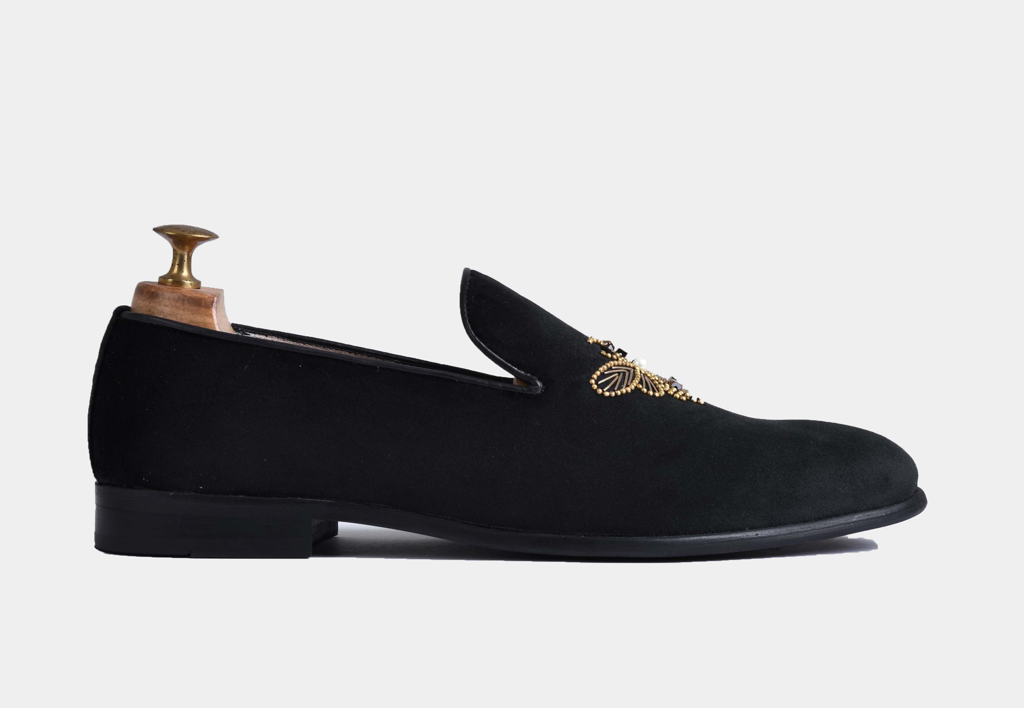 AMADO BLACK embroidered slip-ons (Reserved-Release)
