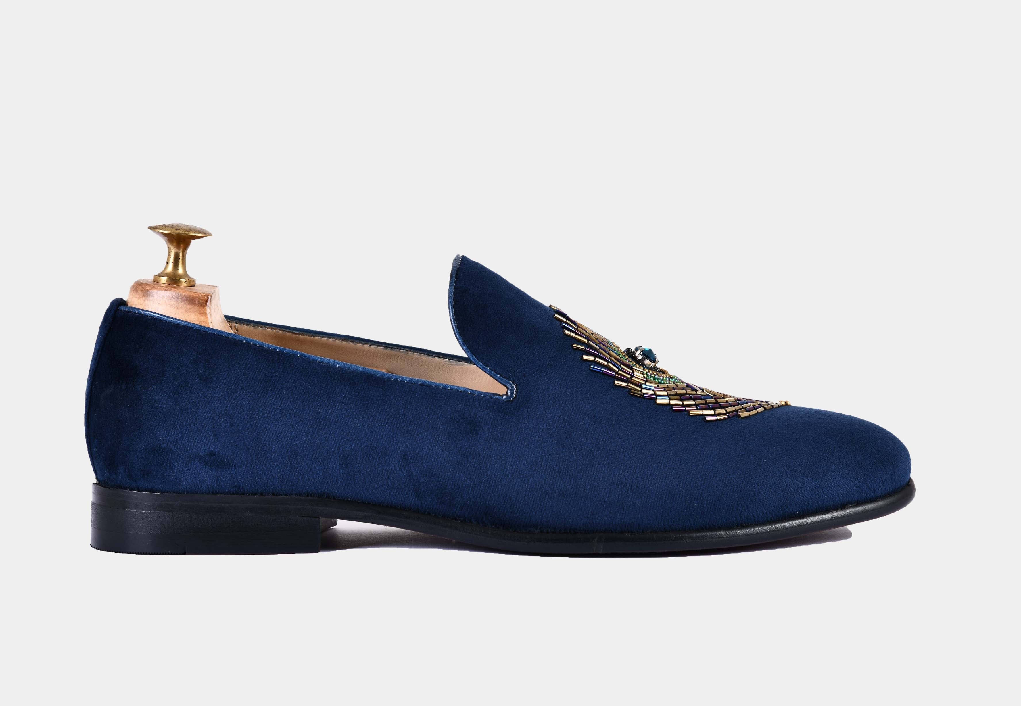 Artemio BLUE embroidered slip-ons (Reserved-Release)