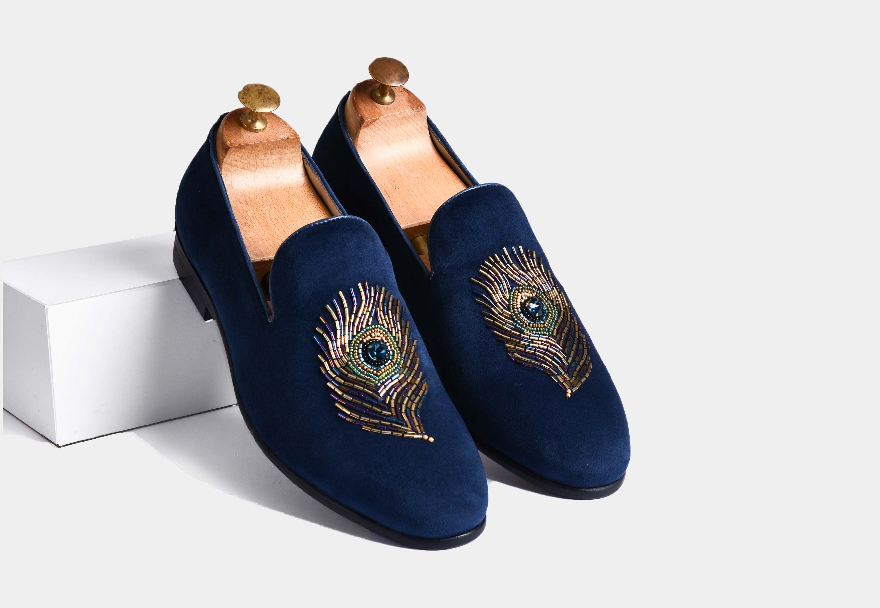 Artemio BLUE embroidered slip-ons (Reserved-Release)