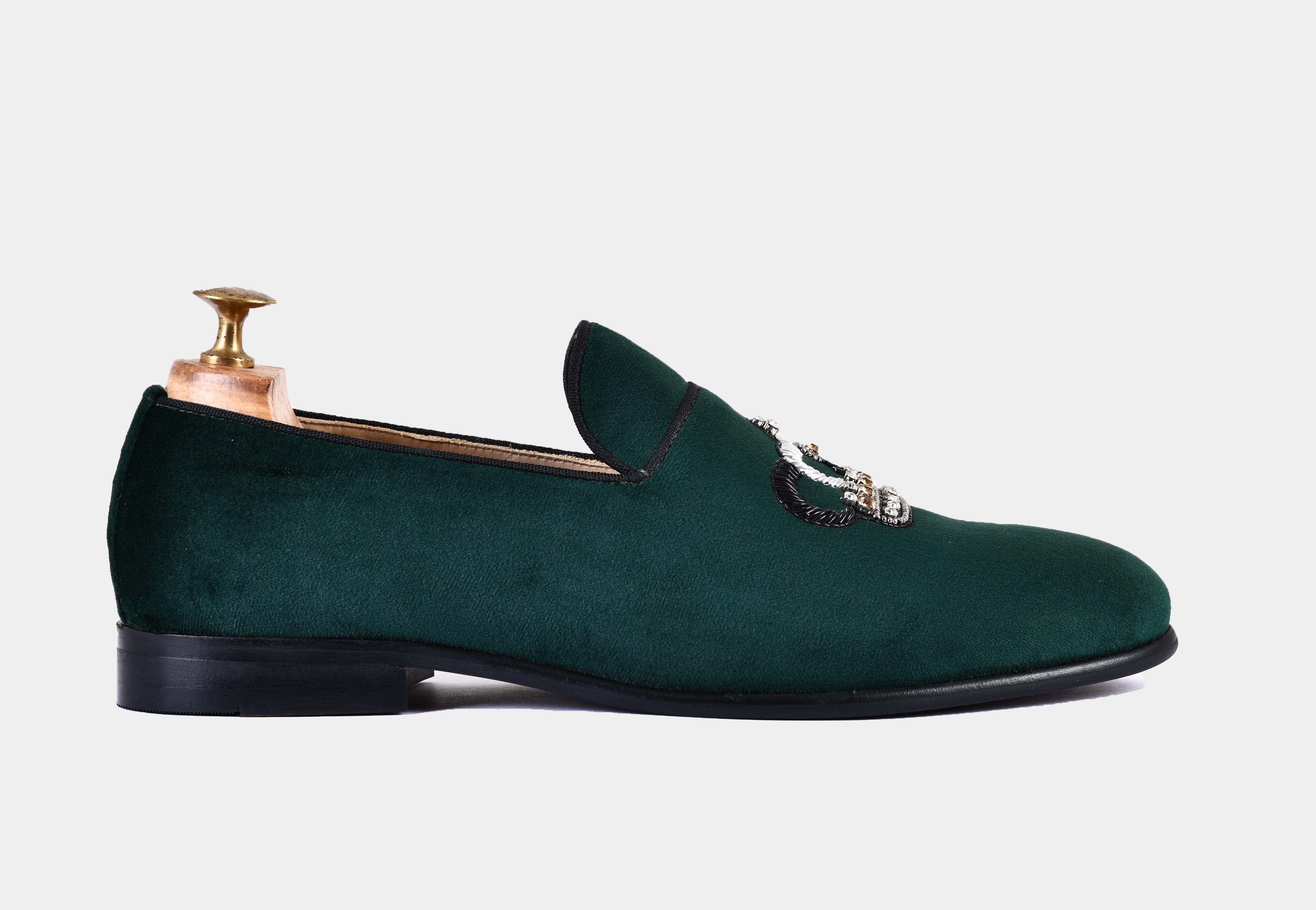 SANTOS GREEN embroidered slip-ons (Reserved-Release)