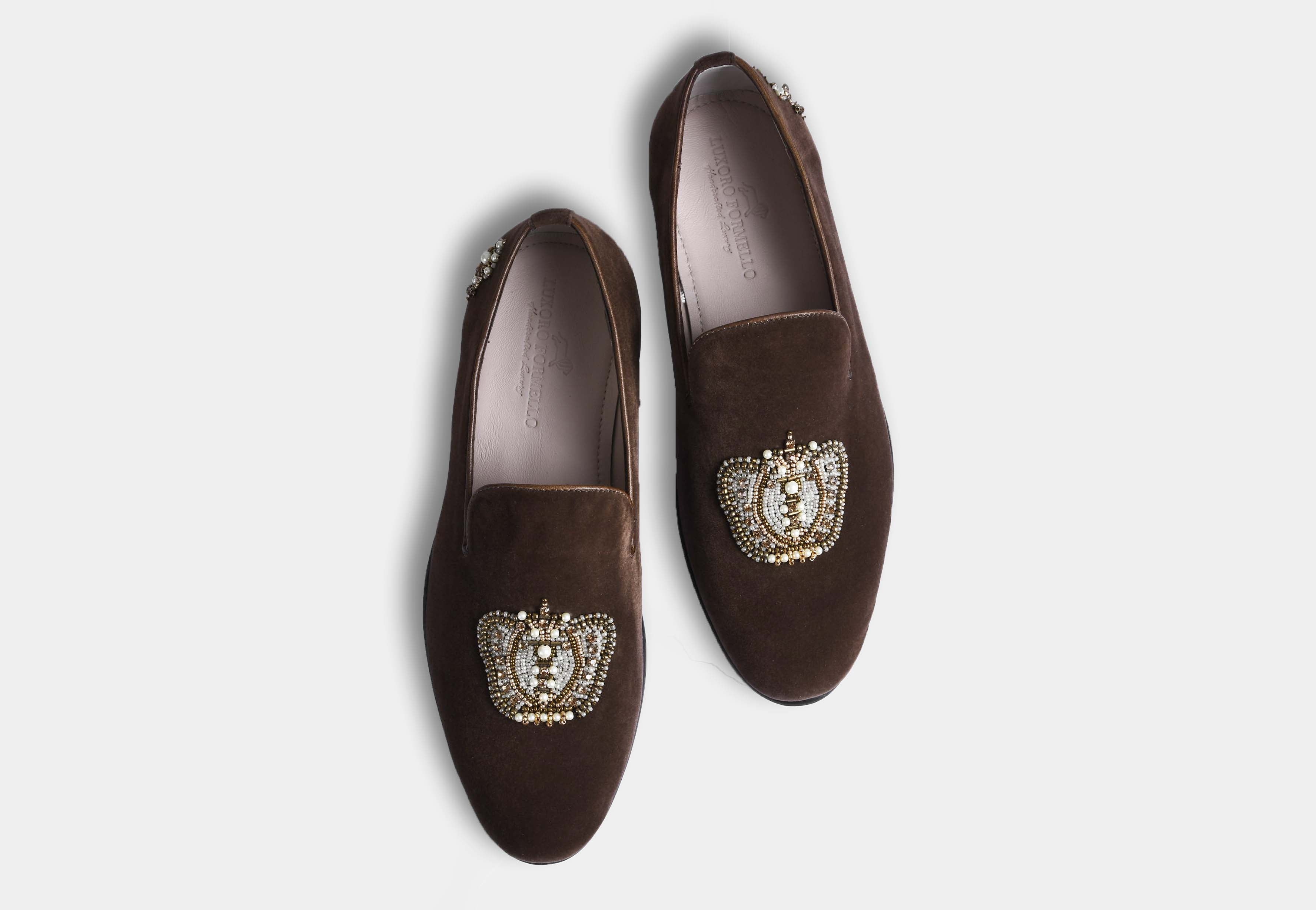 emiliano brown embroidered slipons (Reserved-Release)