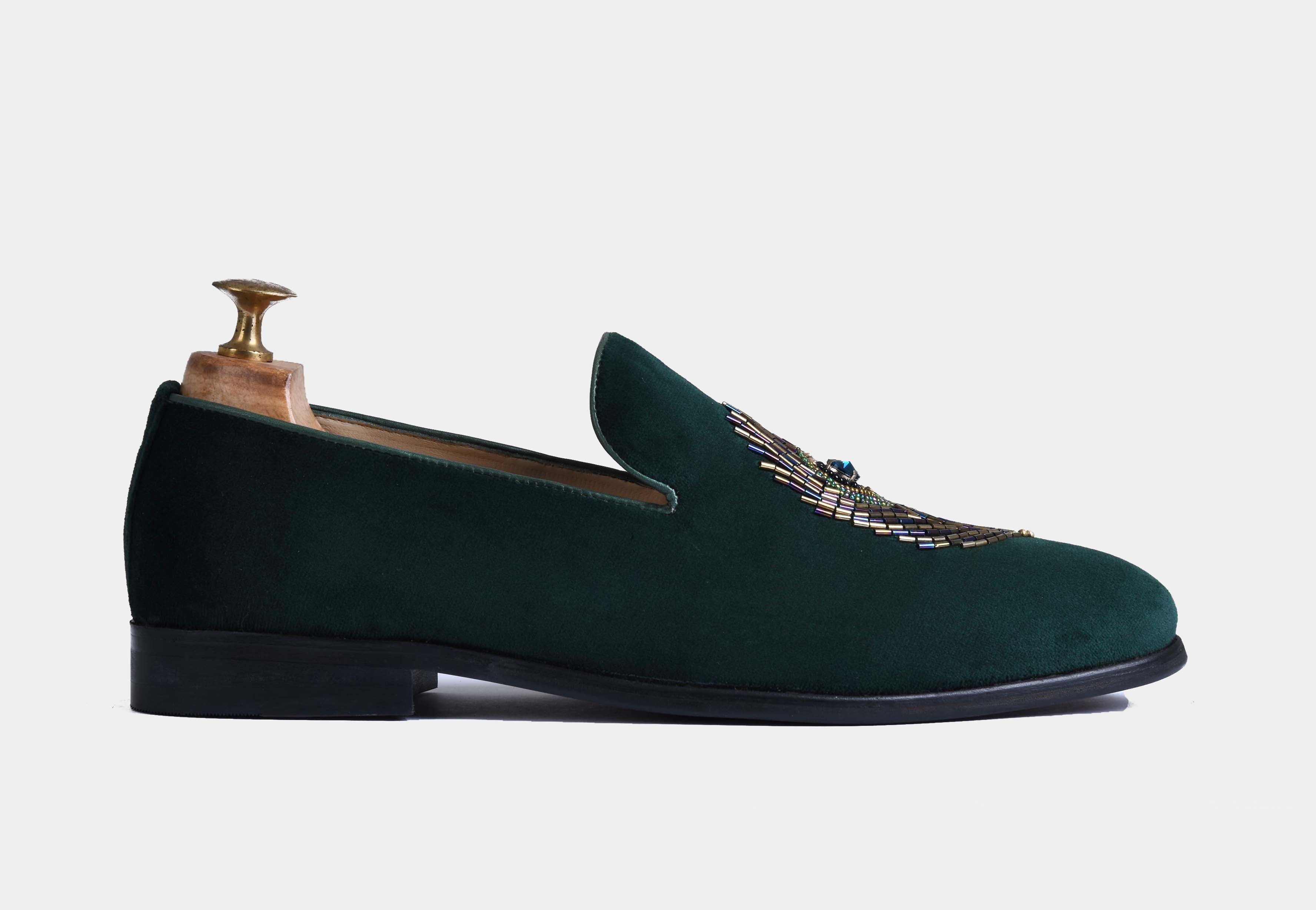 Diego Green Embroidered Slip-ons (Reserved-Release)