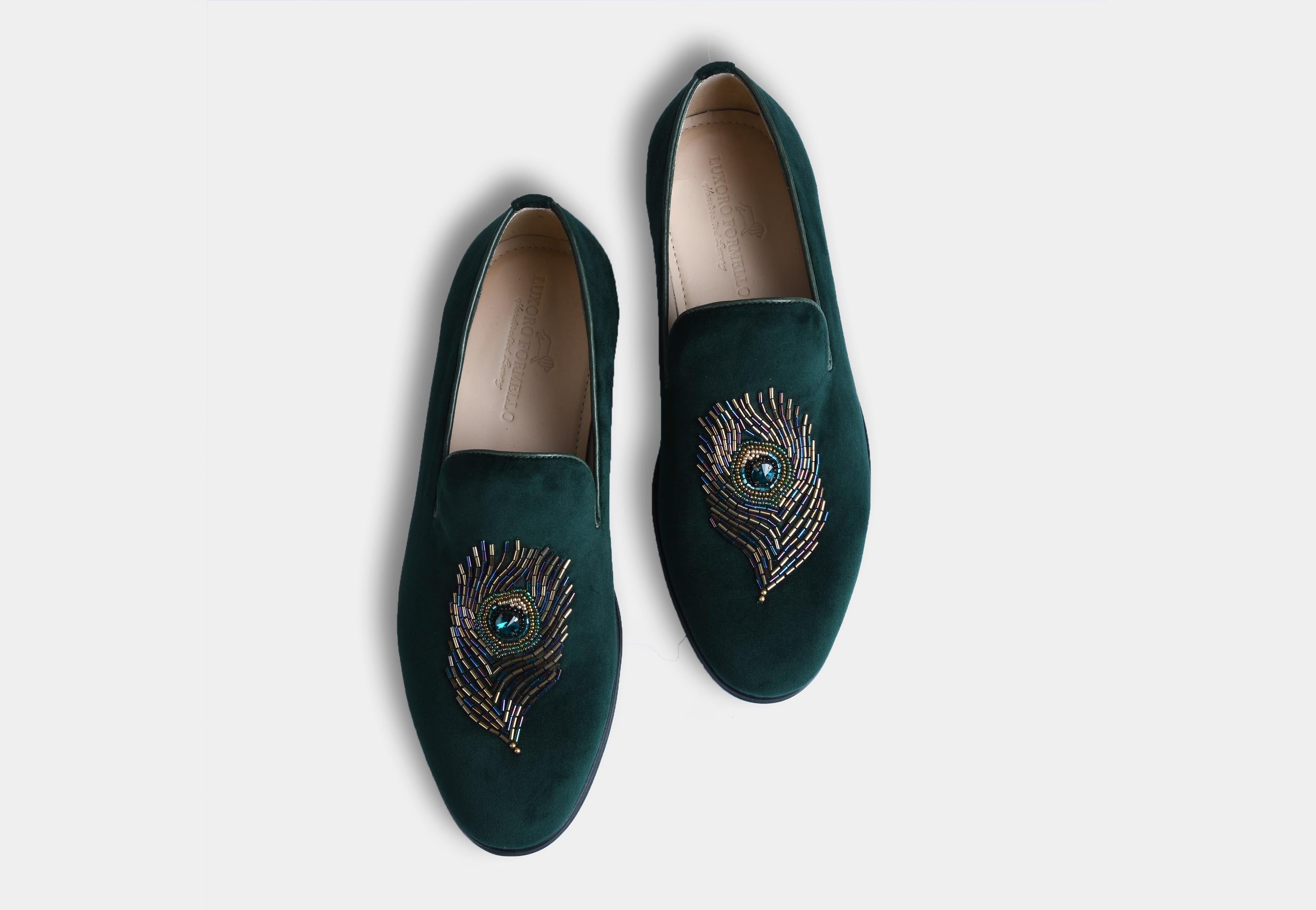 Diego Green Embroidered Slip-ons (Reserved-Release)