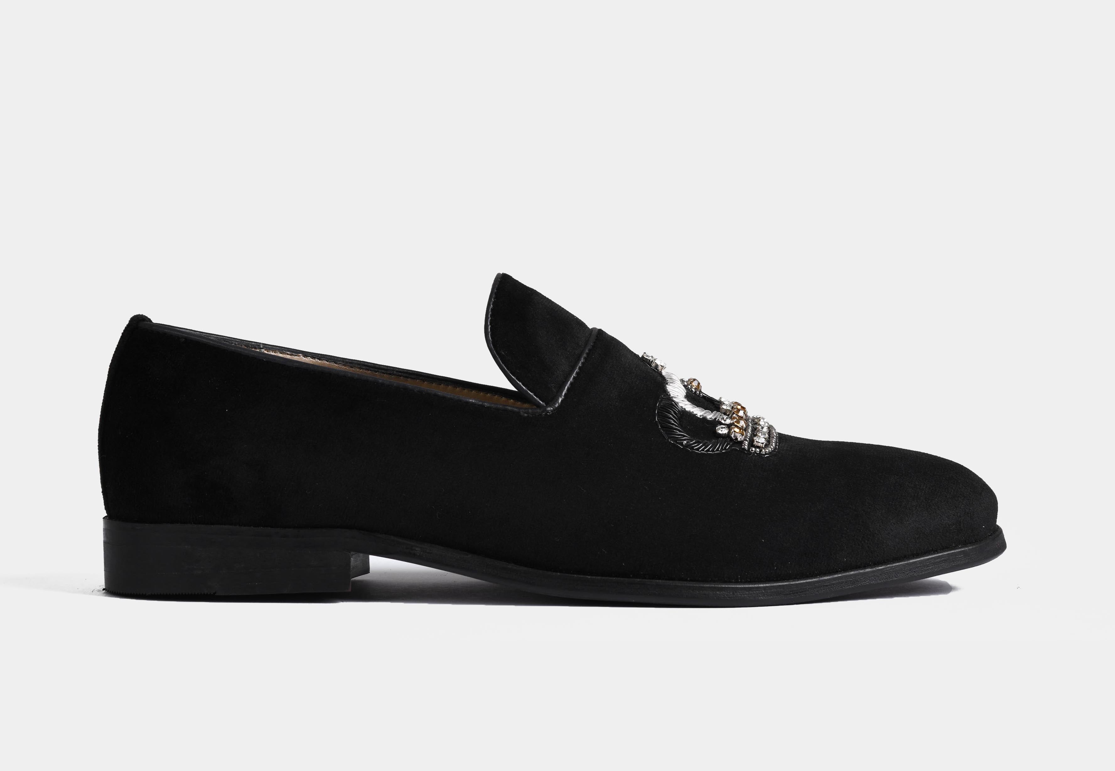 LUCIANO BLACK embroidered slip-ons (Reserved-Release)