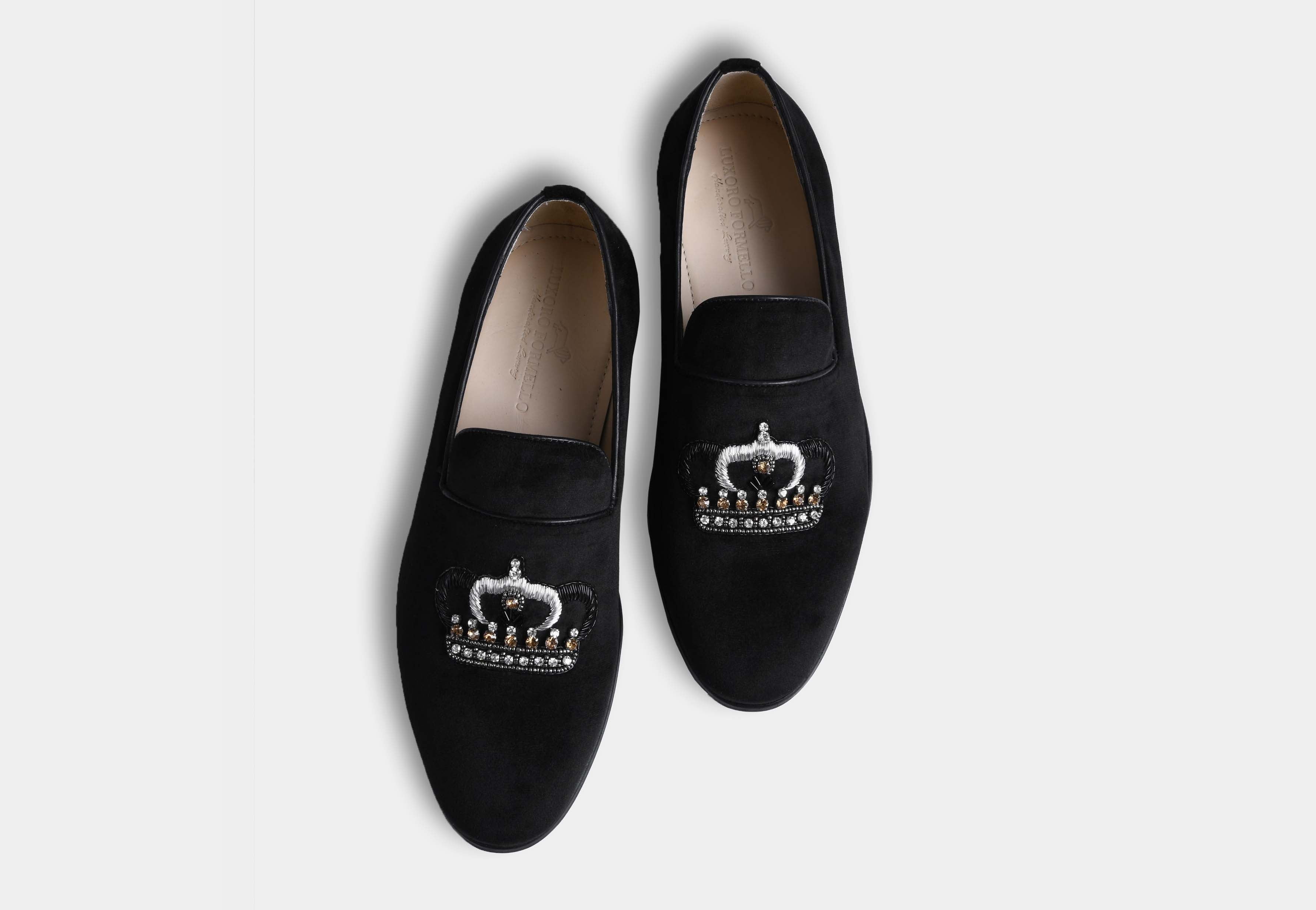 LUCIANO BLACK embroidered slip-ons (Reserved-Release)