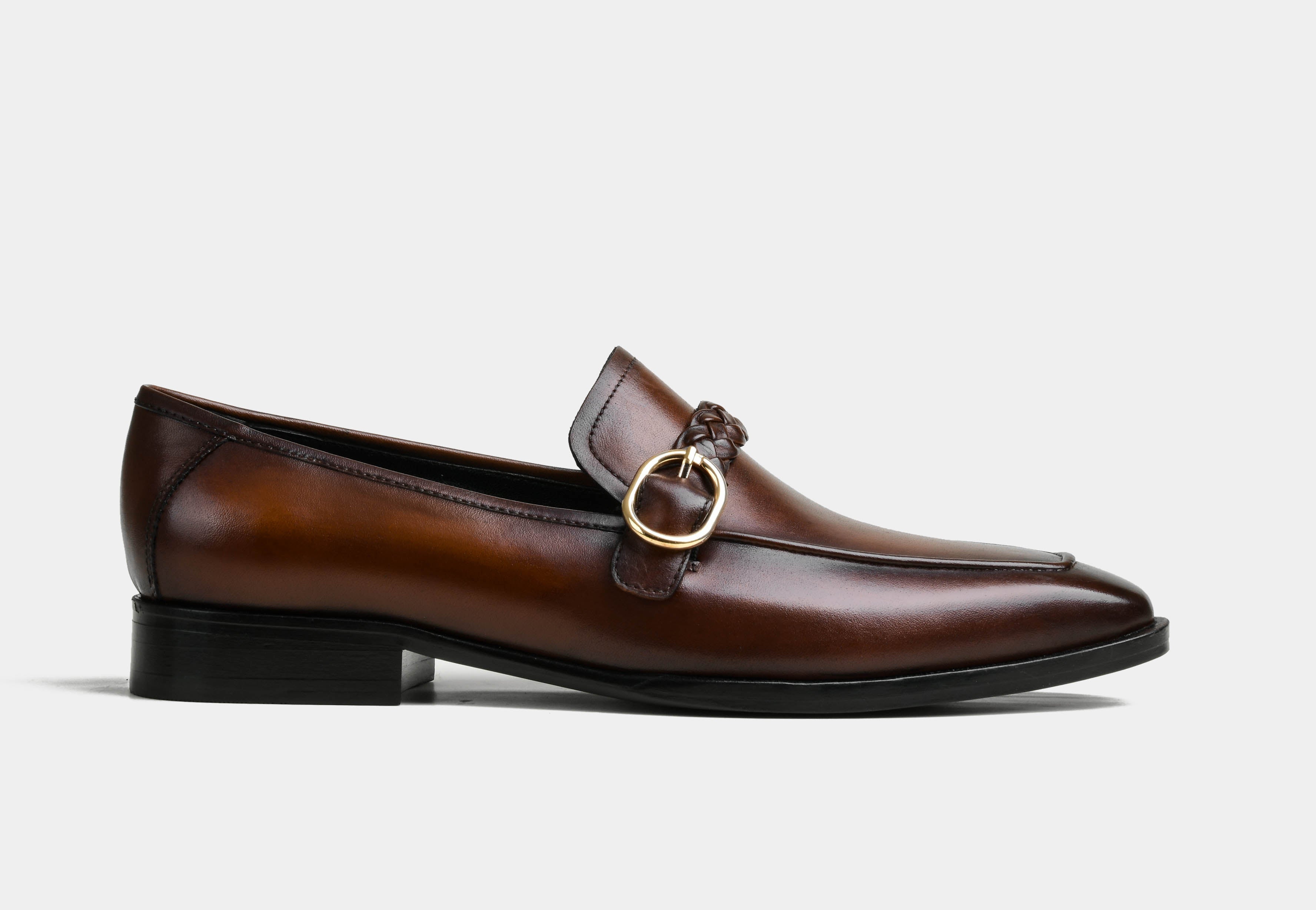 LAURIN | MEN BROWN LEATHER BUCKLE LOAFERS (Reserved-Release)