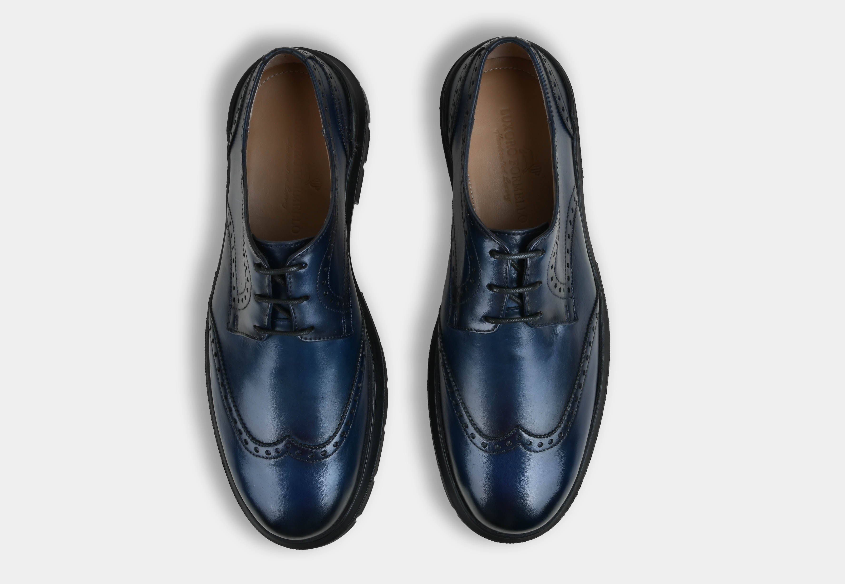 Men Blue Brogue Laceups | StrideGrip (Reserved-Release)