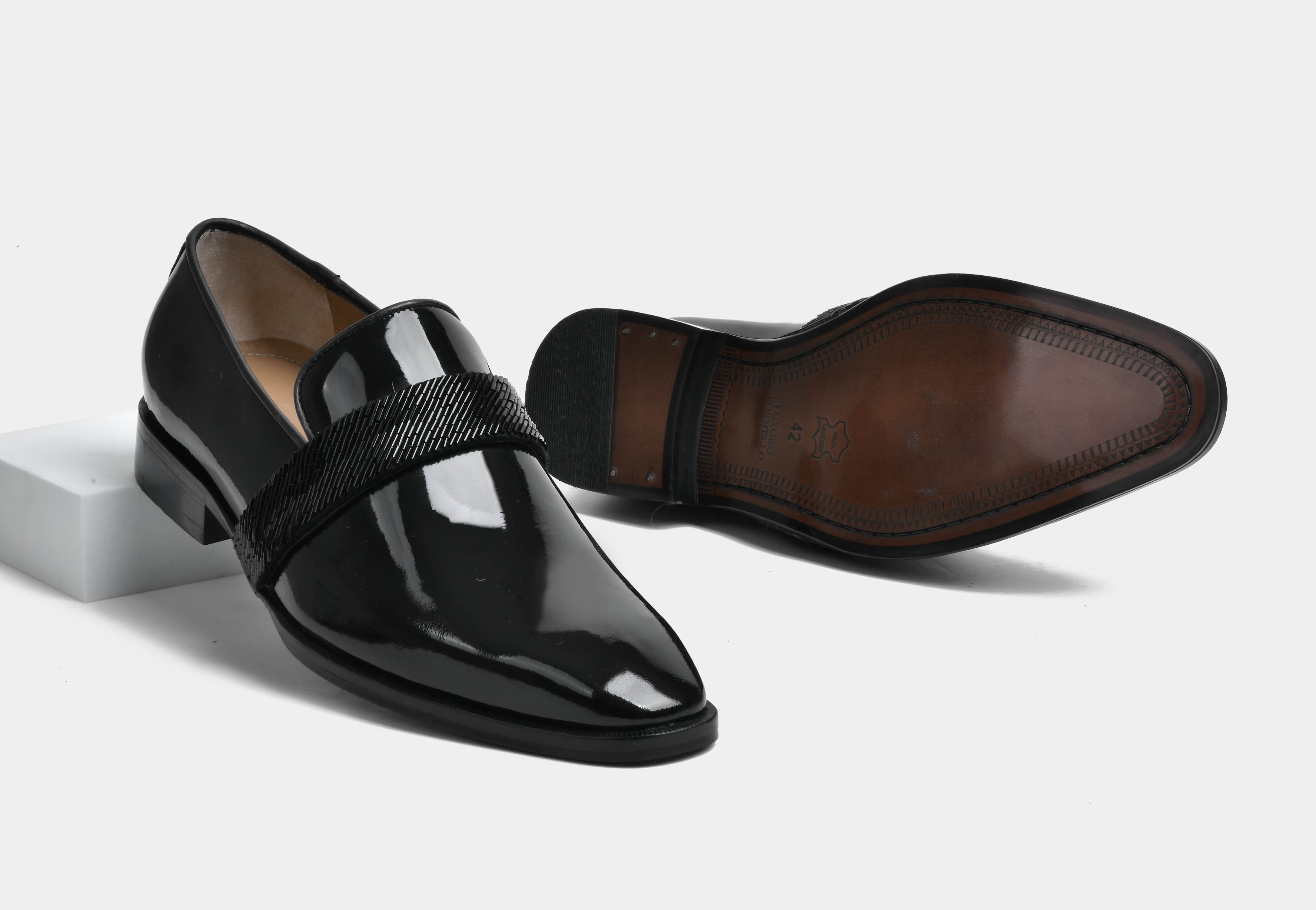 Ellis | Men Black Patent embellished slip-on (Reserved-Release)